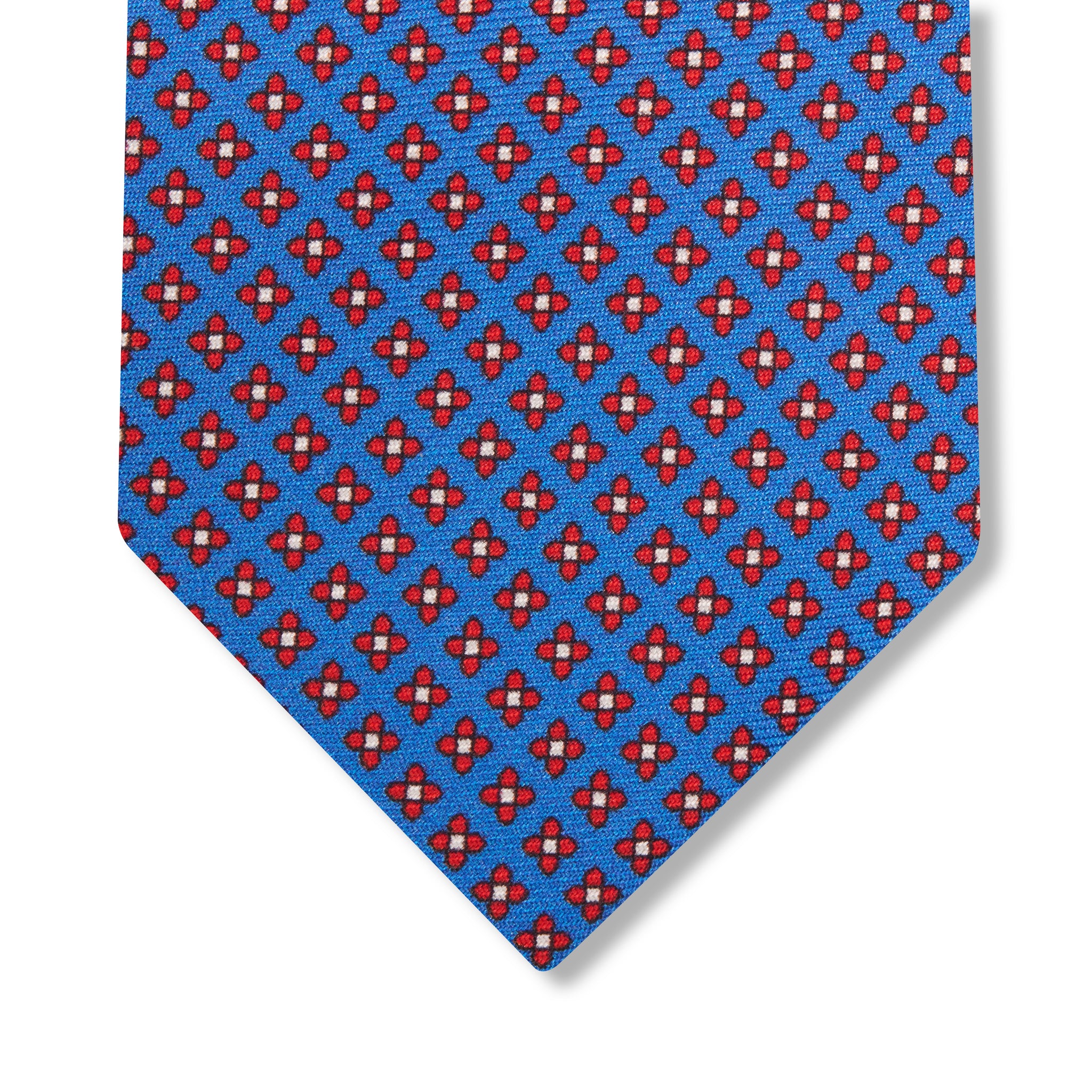 Cravate Bleu roi & Rouge - Motif Floral - Soie