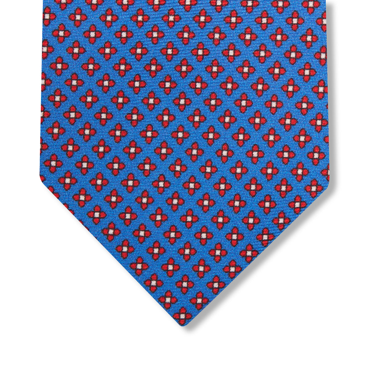 Royal Blue & Red Tie - Floral Pattern - Silk