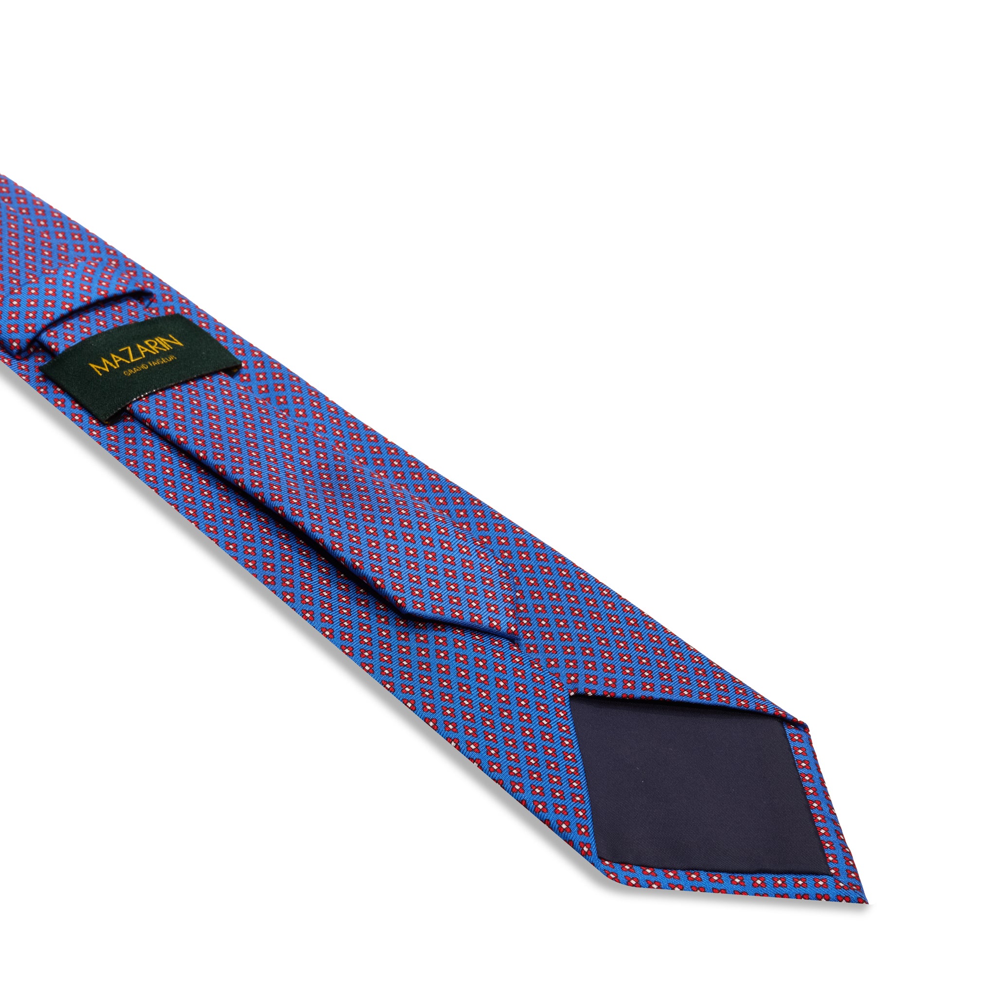 Cravate Bleu roi & Rouge - Motif Floral - Soie