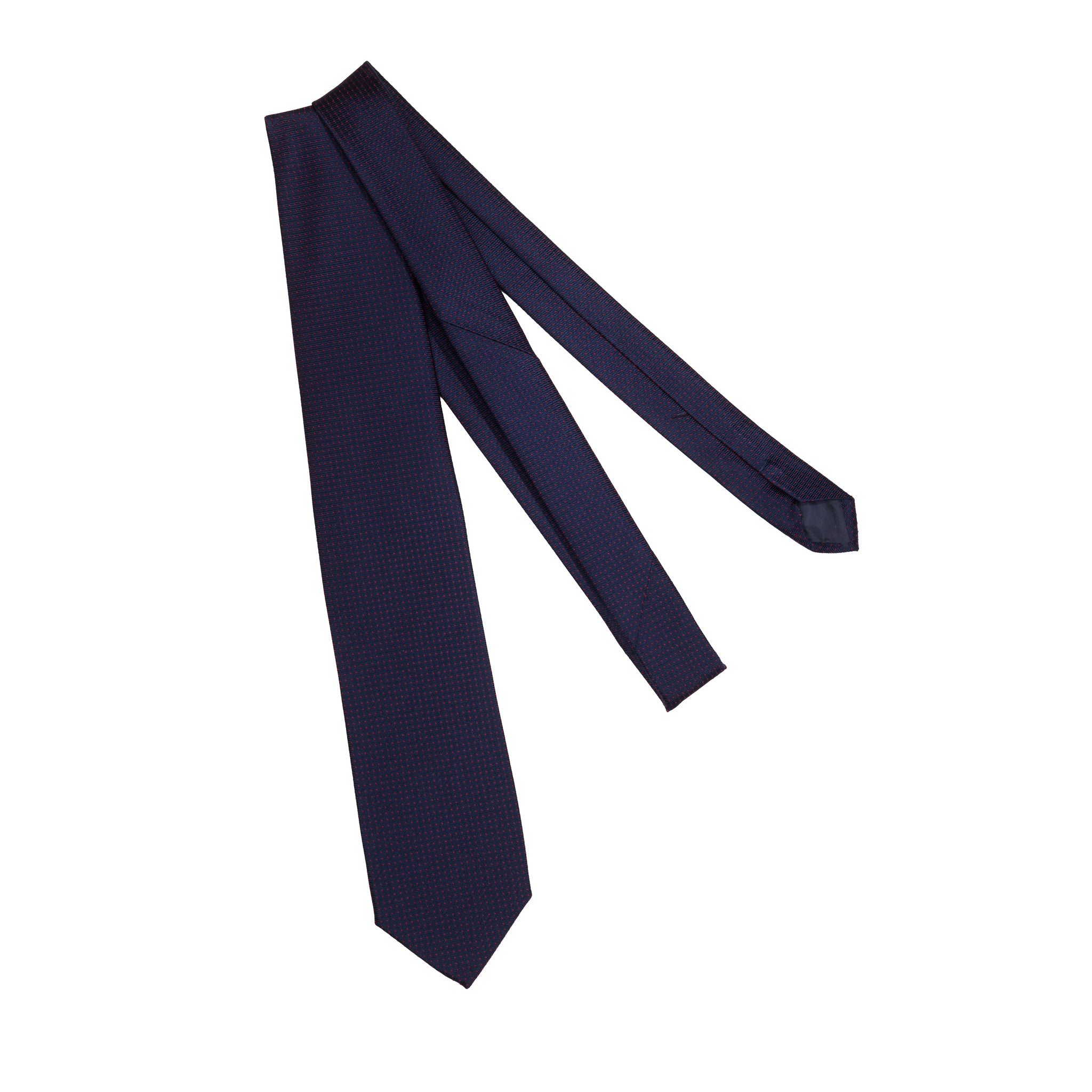 Cravate Bleu marine & Rouge - Motif Pois - Soie