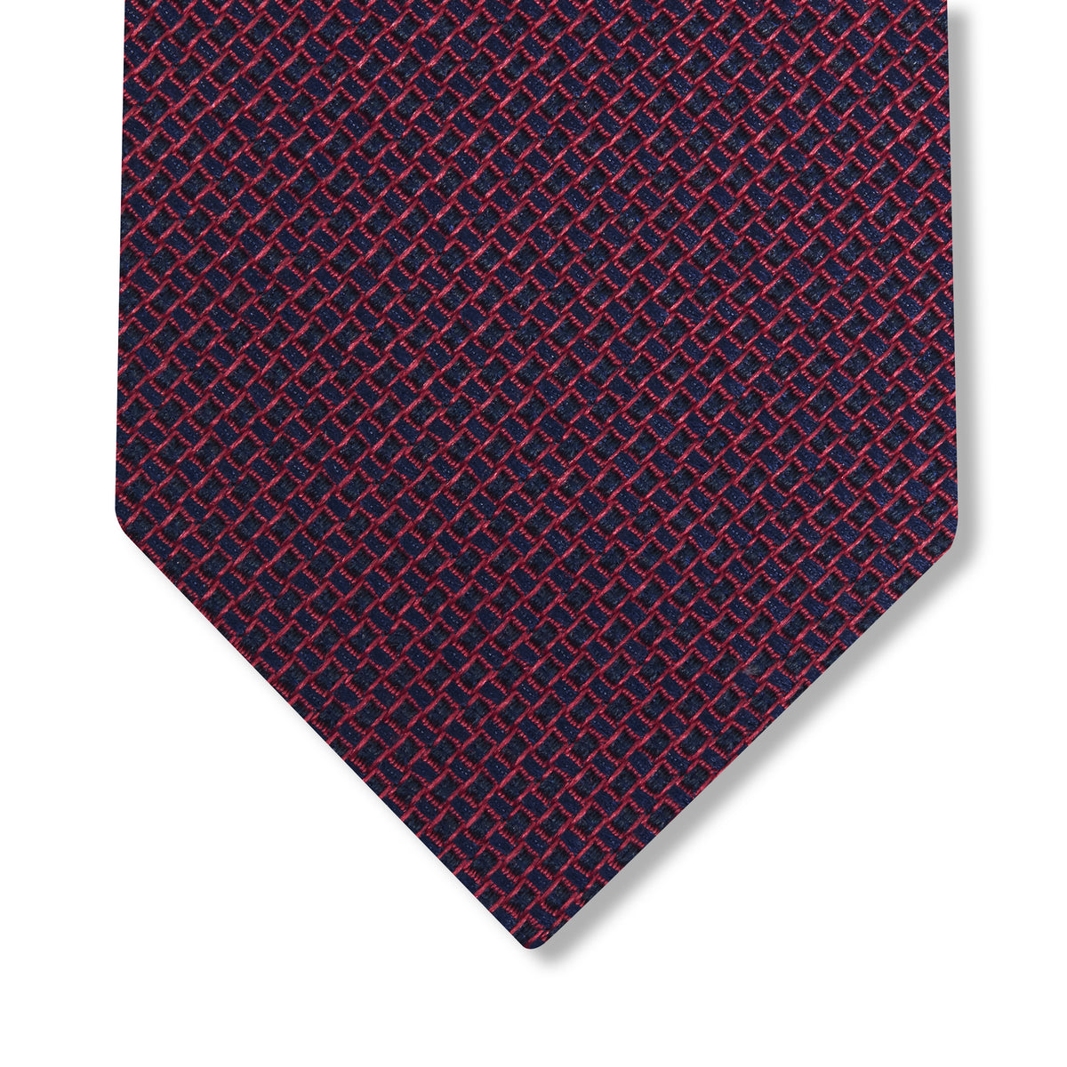 Cravate Bleu marine & Rouge - Motif Entrelacs - Soie