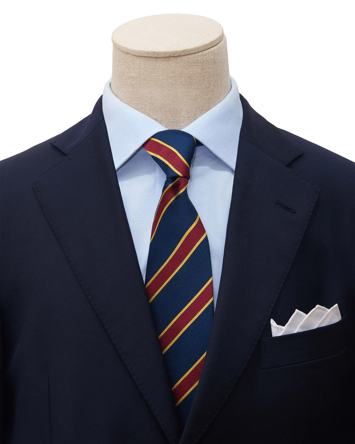 Cravate motif club - Marine & Or & Bordeaux - Soie