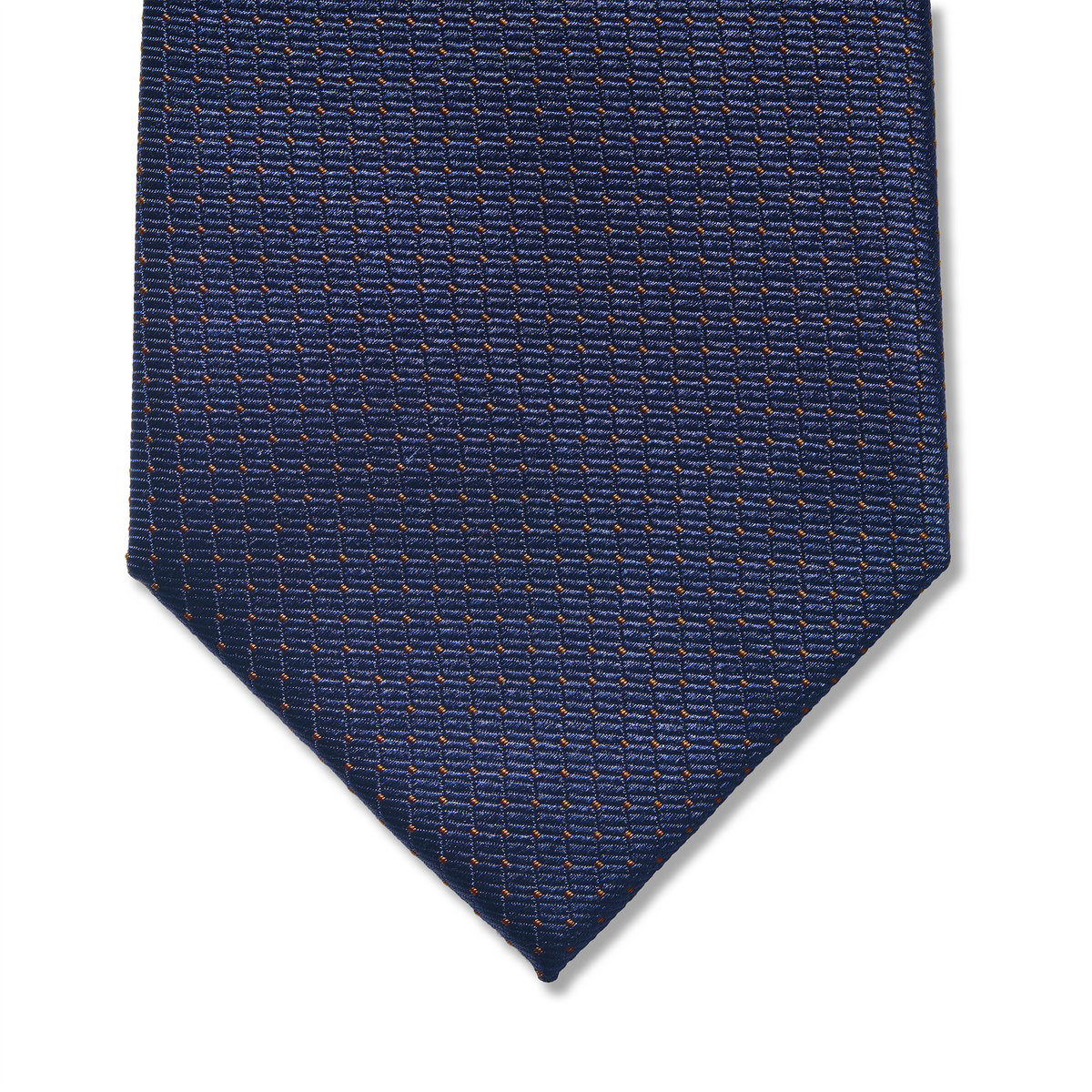 Cravate Bleu marine & Marron - Motif Pois - Soie