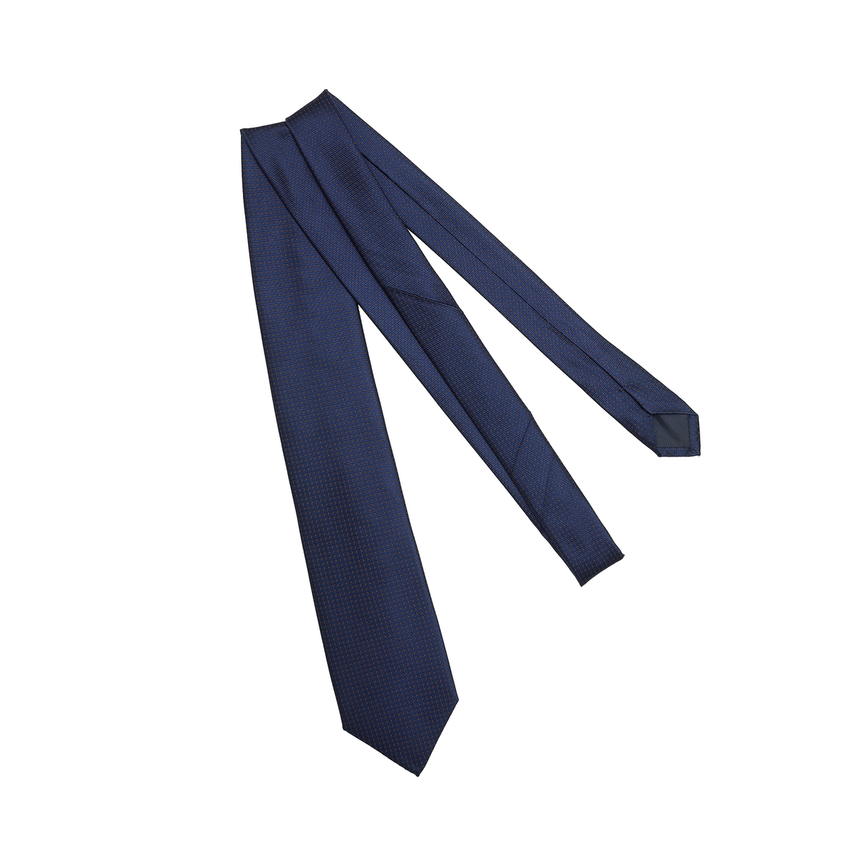 Cravate Bleu marine & Marron - Motif Pois - Soie