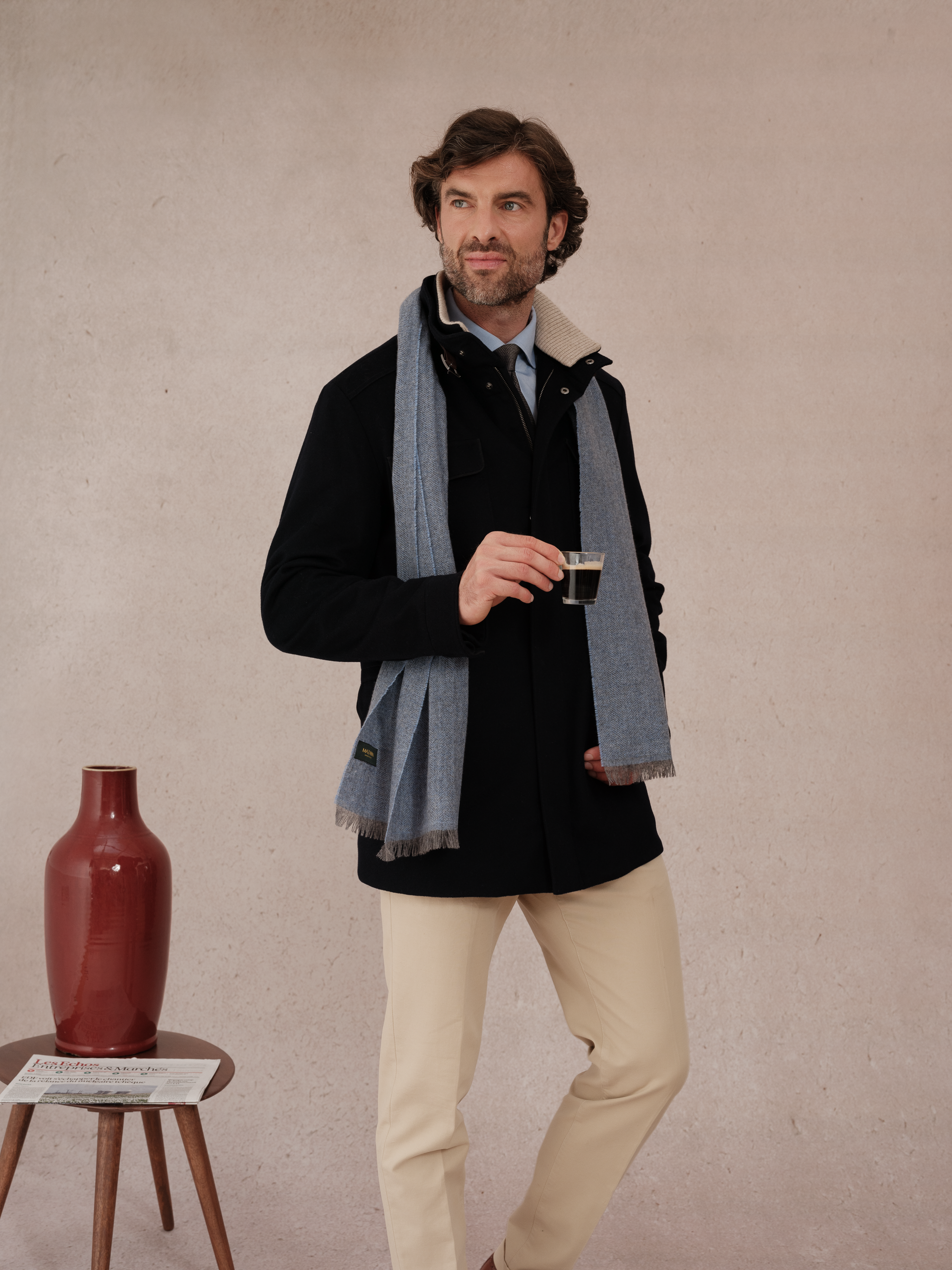 echarpe chevrons-ciel-gris