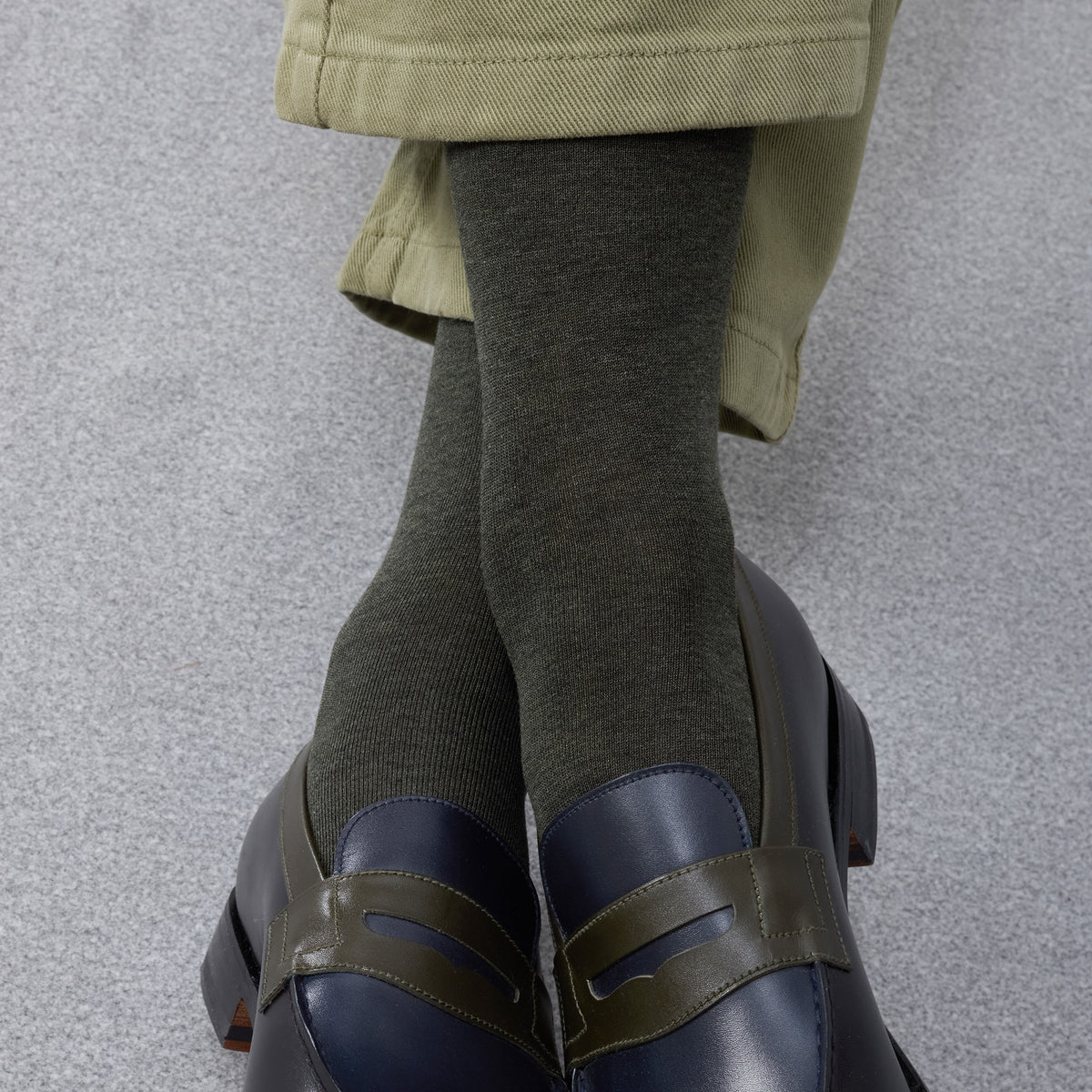Chaussettes | Vert kaki- Fil d'Écosse