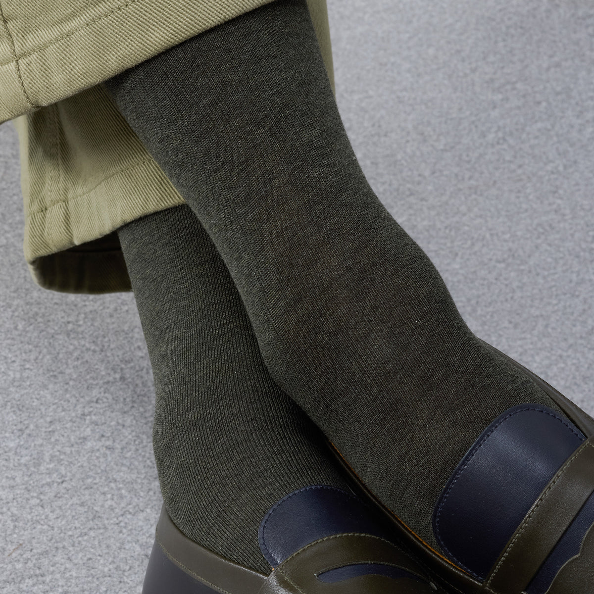 Chaussettes | Vert kaki- Fil d'Écosse
