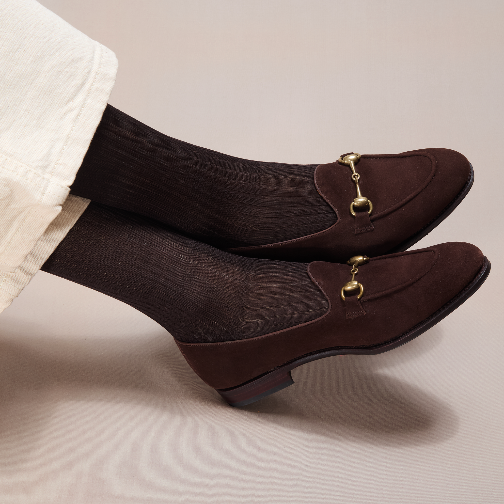 Women's socks in pure dark brown lisle cotton – Thin and lightweight