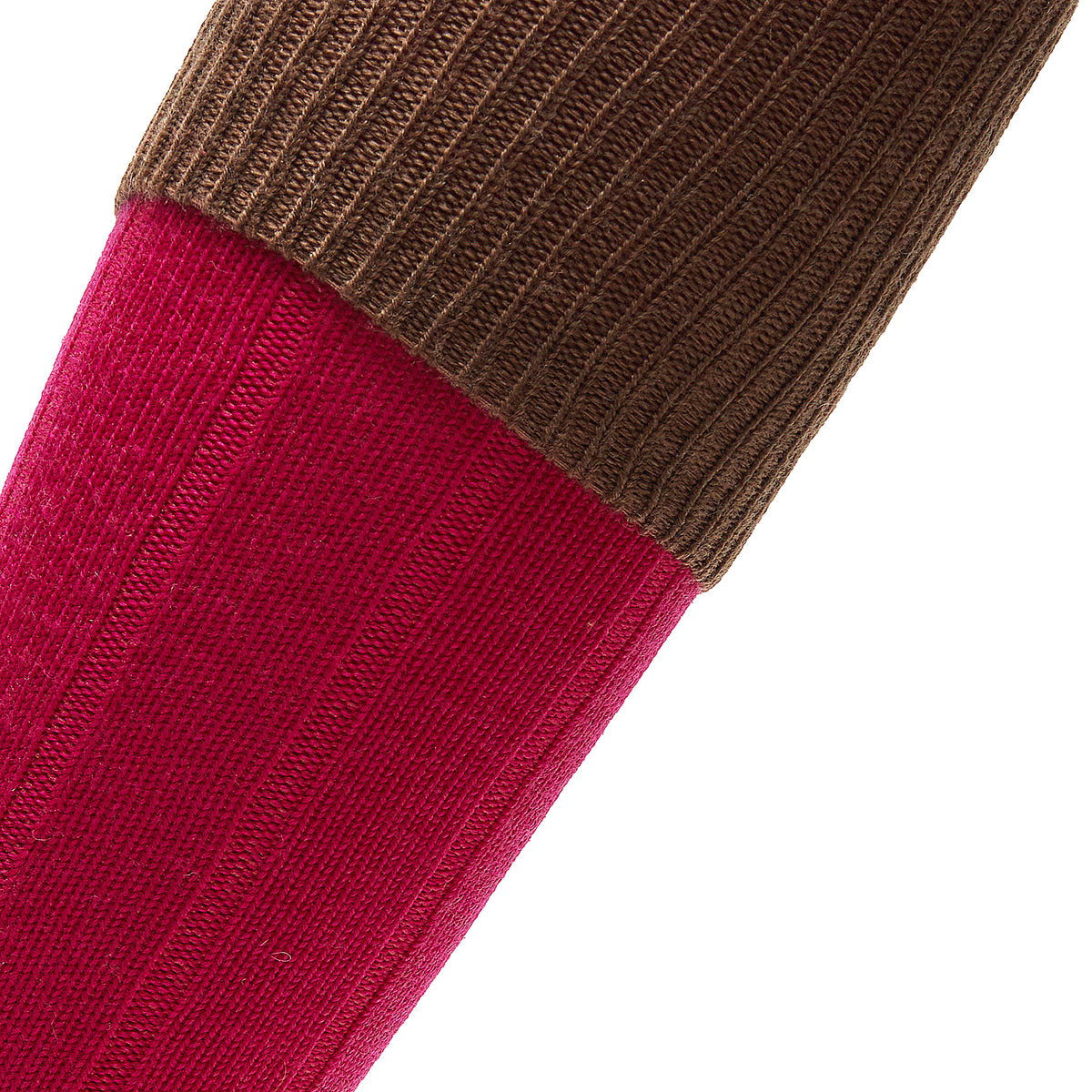 Mi-bas | Fuchsia & Taupe - Chasse - Laine mérinos