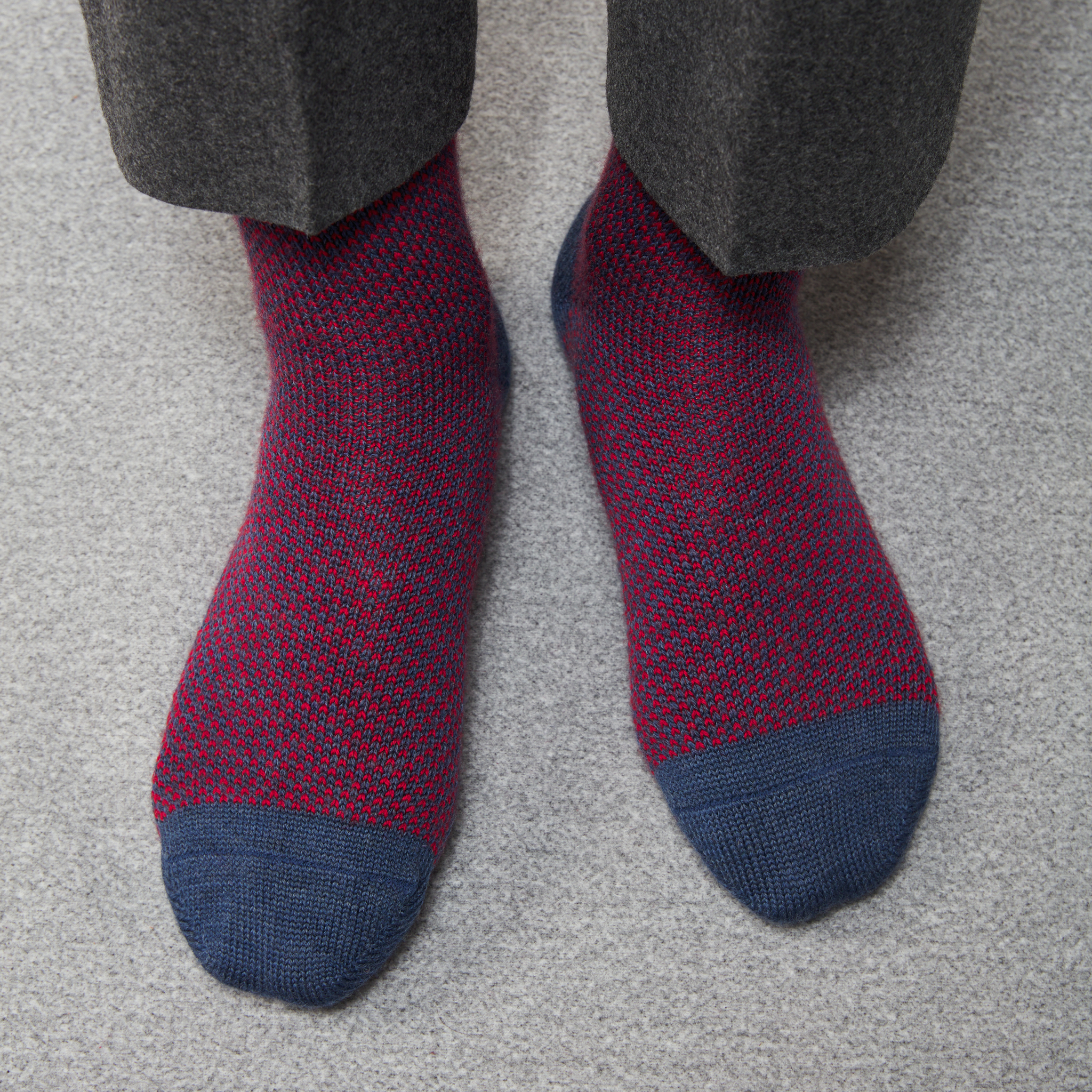 Chaussettes d'intérieur Bleu & Rouge - Laine