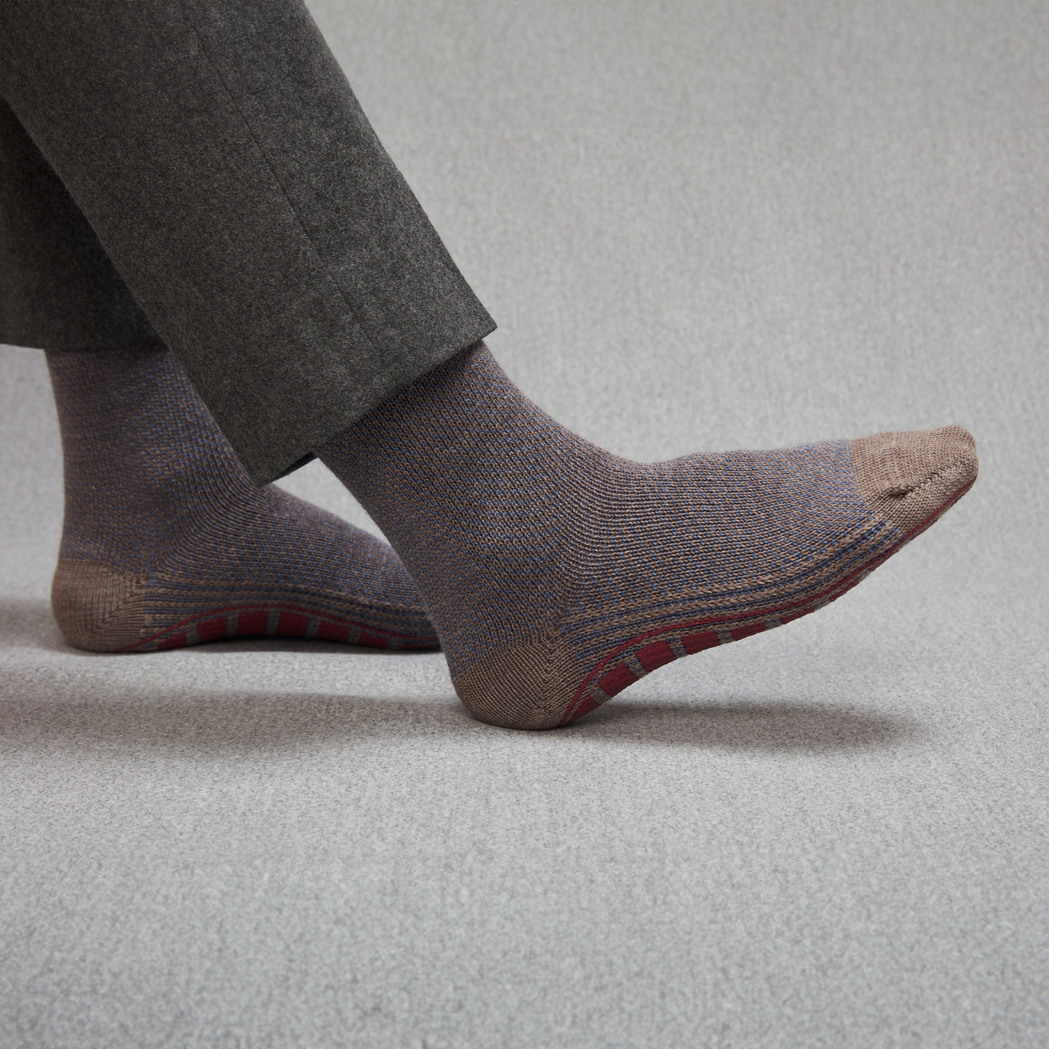 Socken d'intérieur Taupe & Blau - Wolle
