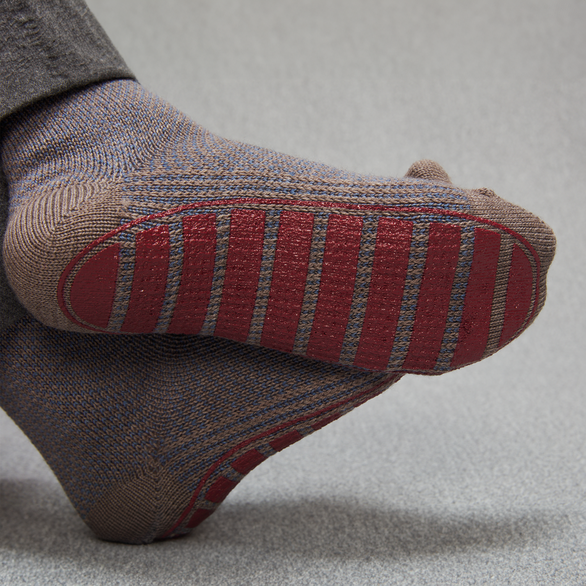 Socken d'intérieur Taupe & Blau - Wolle