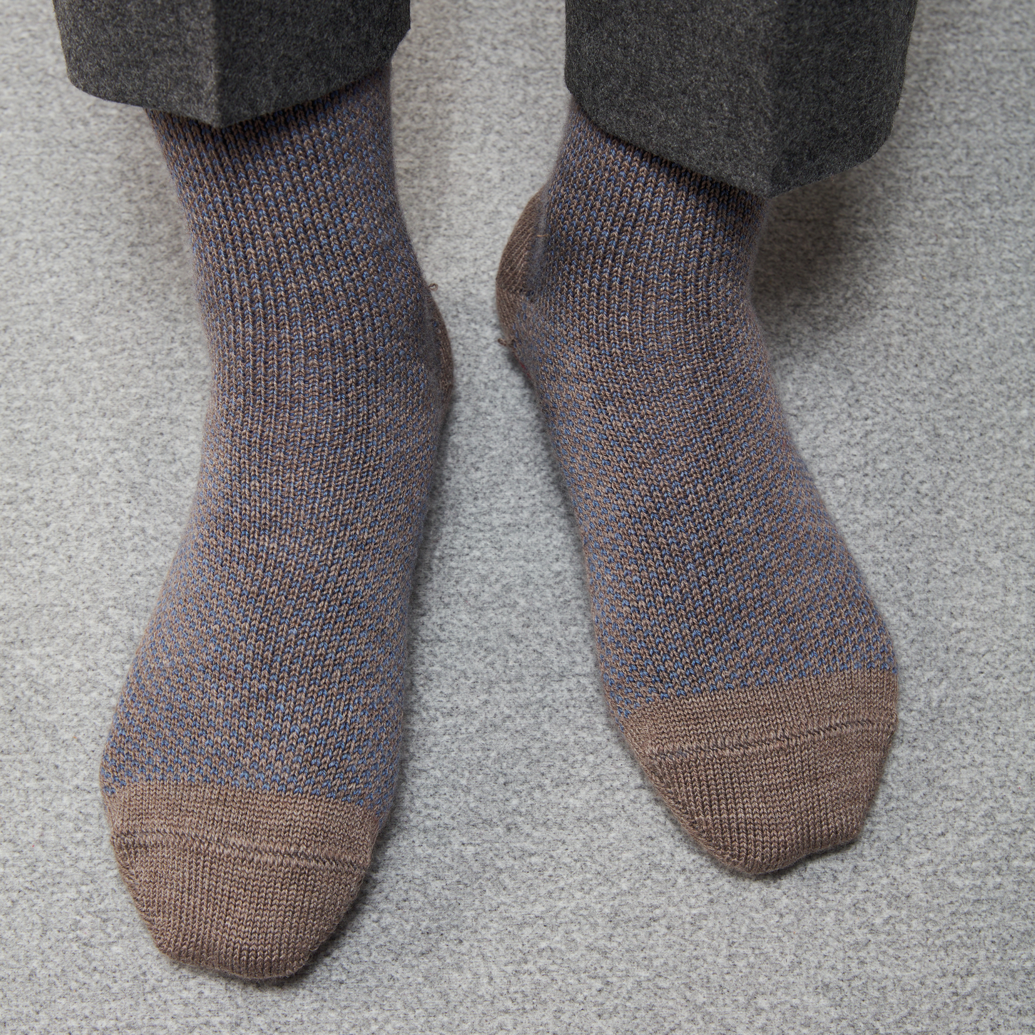 Socken d'intérieur Taupe & Blau - Wolle