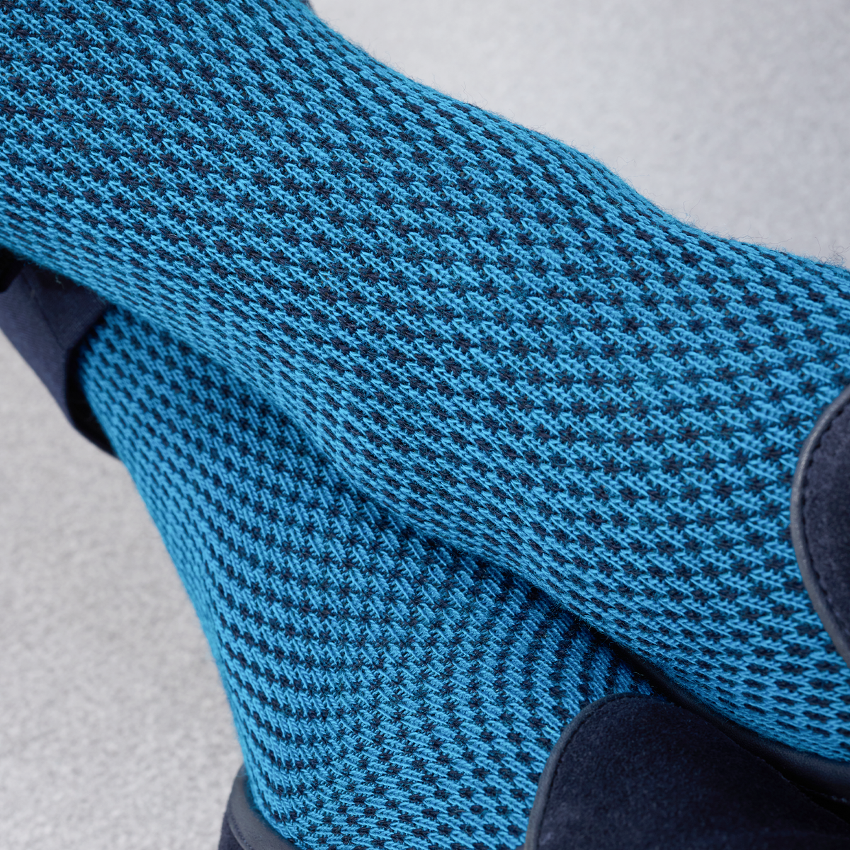Socken | Türkis & Marineblau - Kaviar-Muster - Super-solide Merinowolle