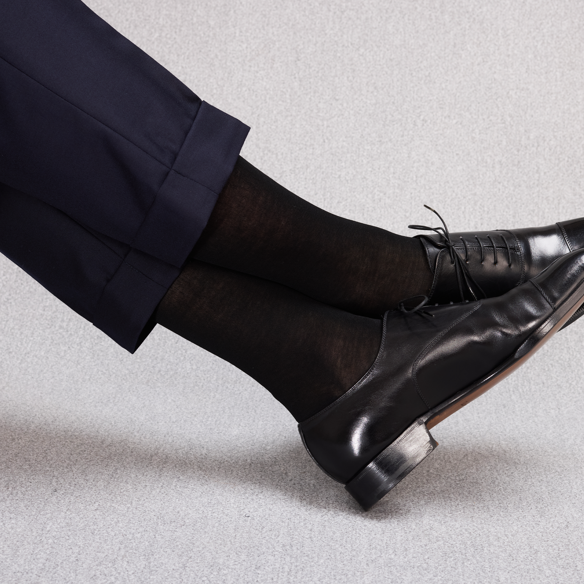 Very fine black high socks - 100% cotton voile - Mazarin
