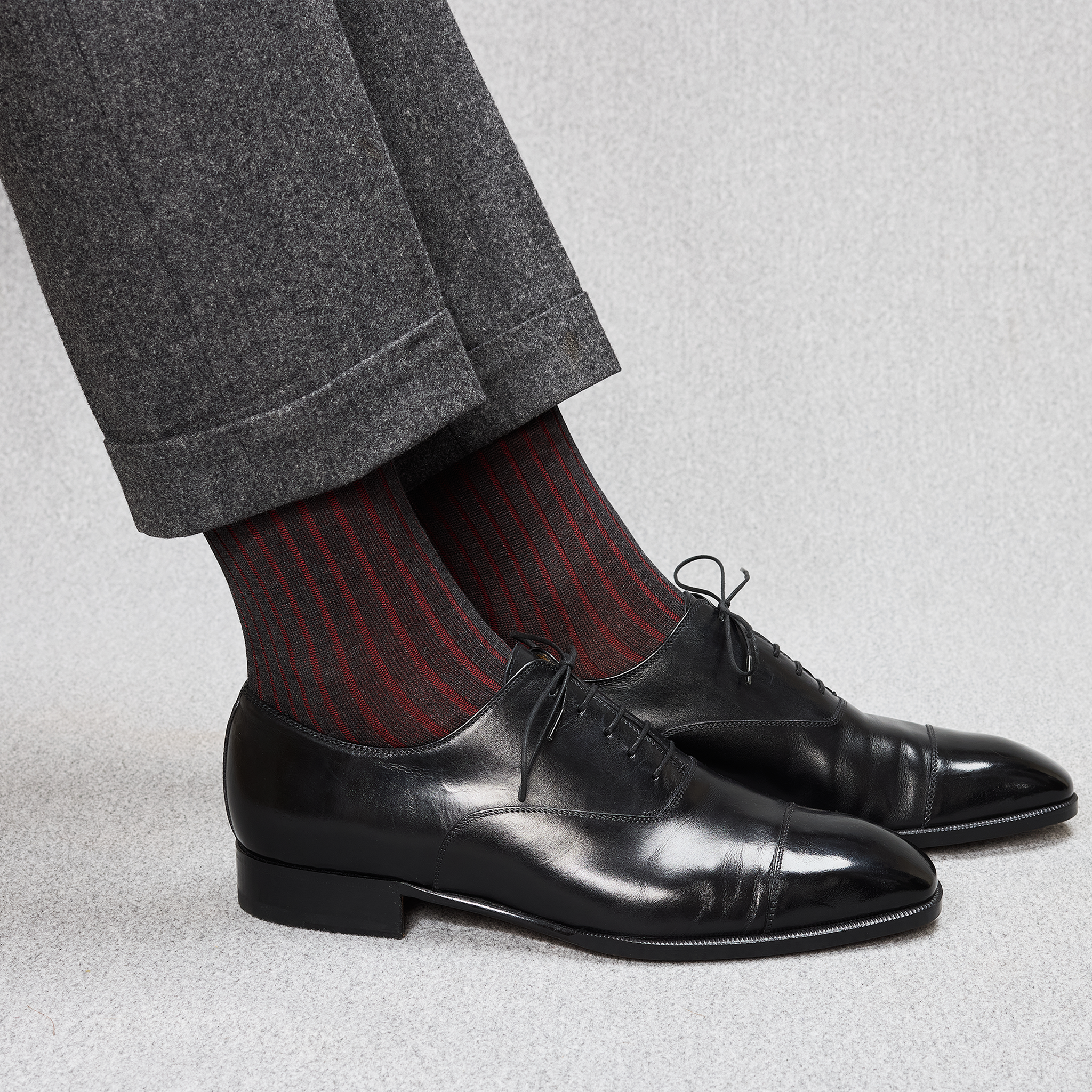 Grau & Bordeaux - Super-Solid Fil d'Écosse Baumwolle