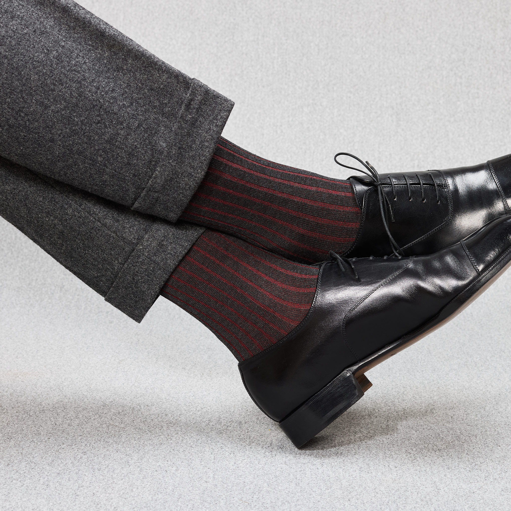 Grau & Bordeaux - Super-Solid Fil d'Écosse Baumwolle
