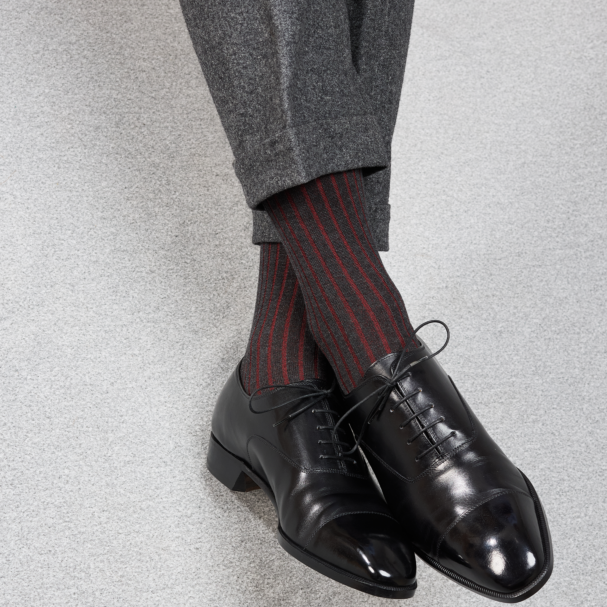 Grau & Bordeaux - Super-Solid Fil d'Écosse Baumwolle