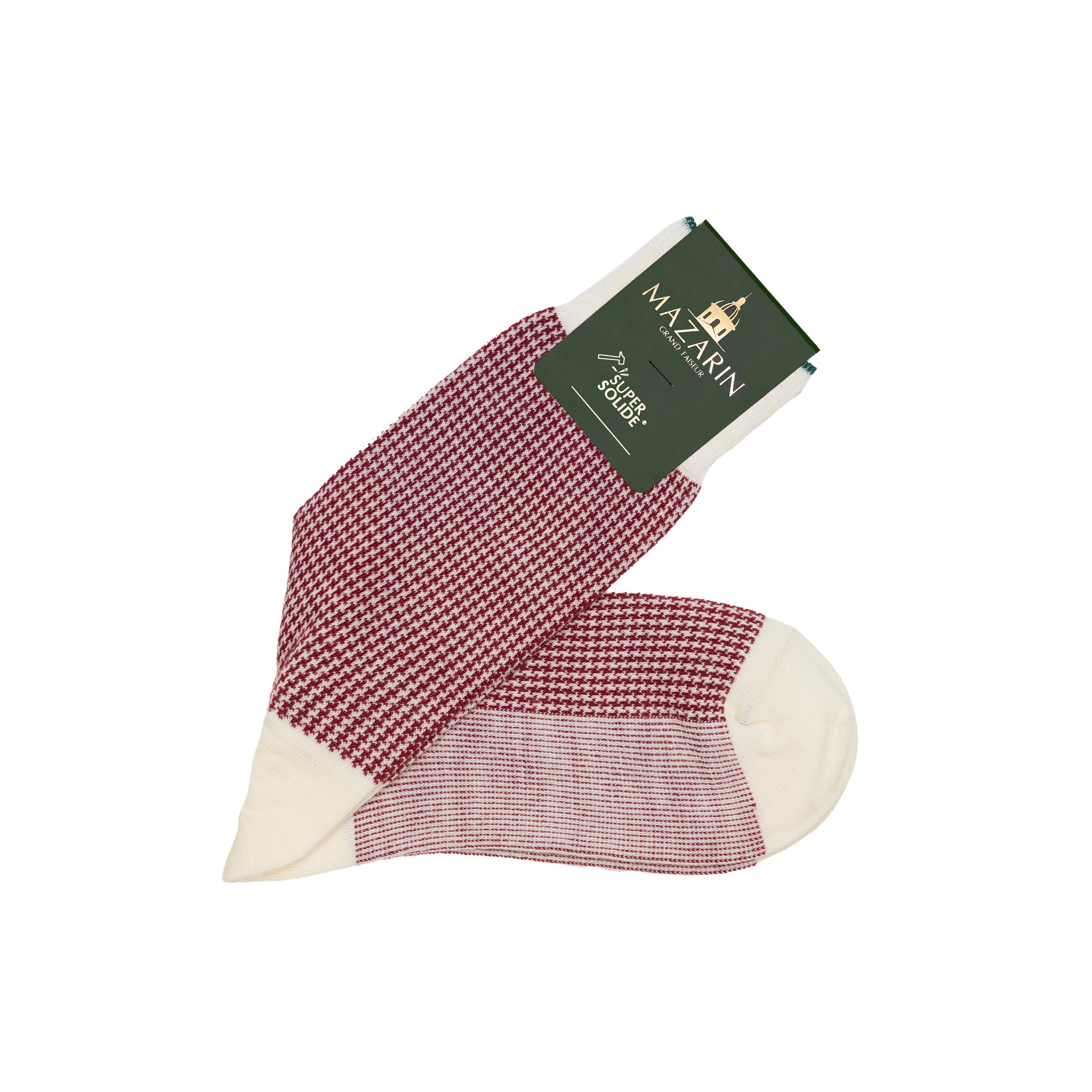 Schnee & Granat - Hahnentritt - Super-Solid Wolle