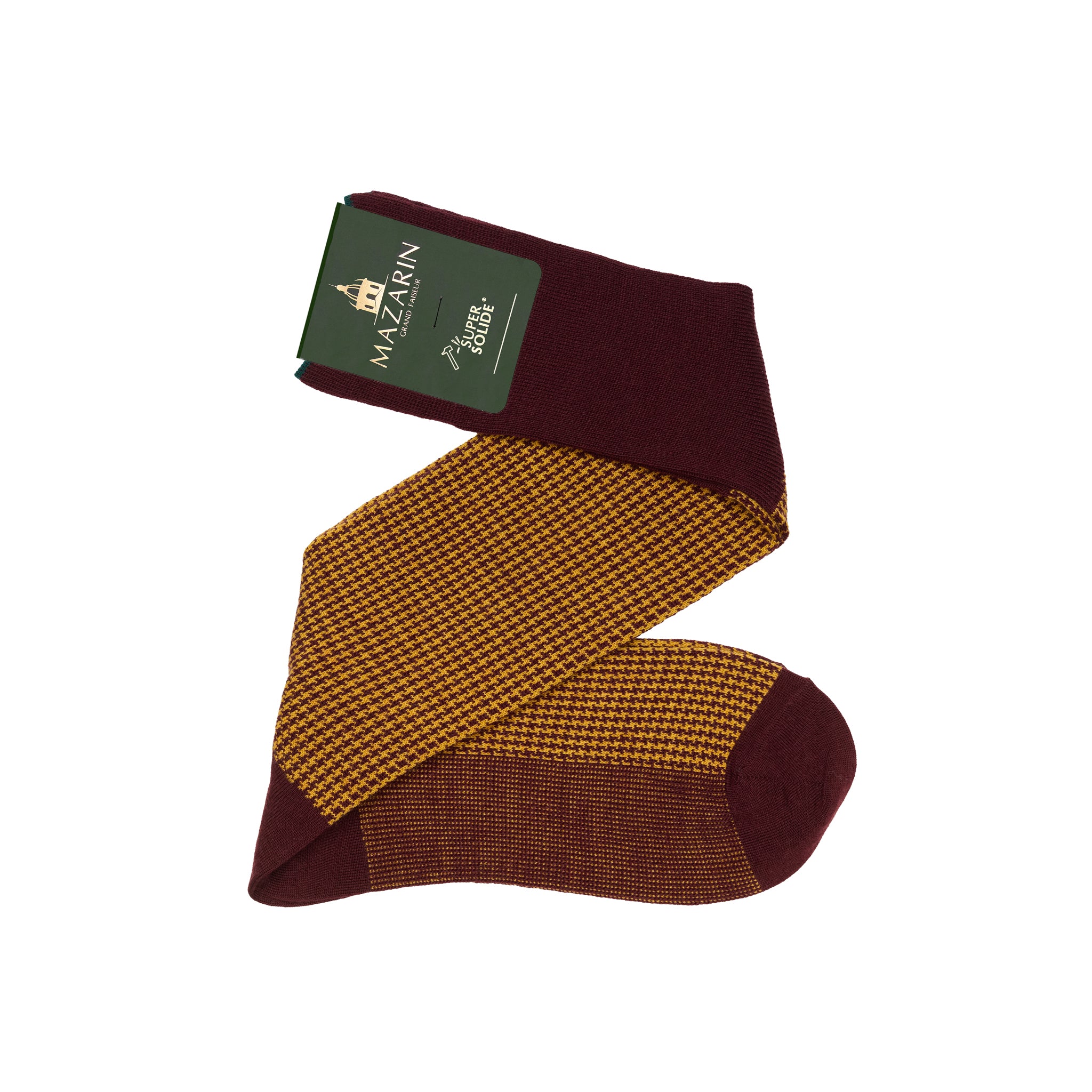 Senf & Bordeaux - Hahnentritt - Super-Solid Wolle