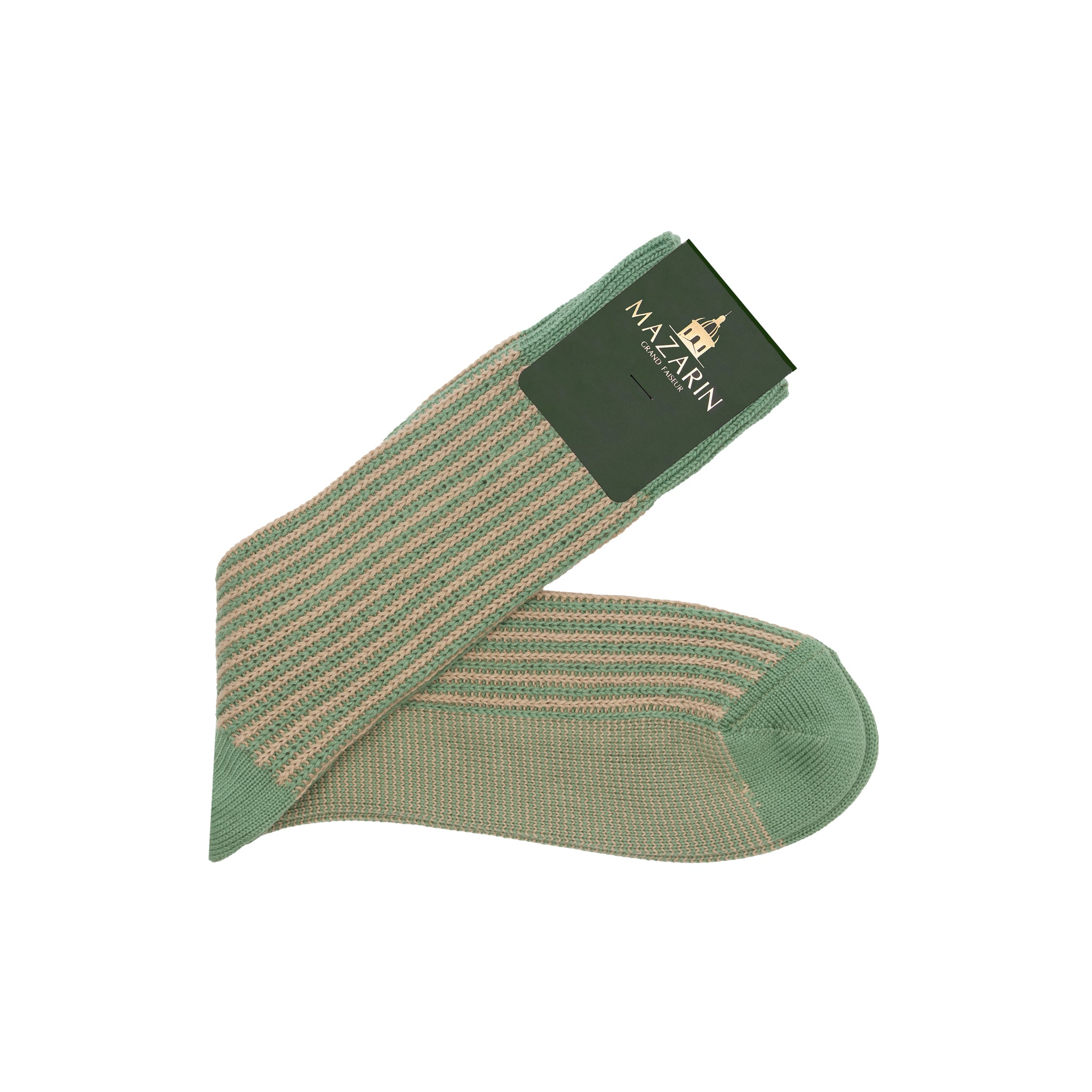 Vert doux & Beige - Rayures Transat - Coton