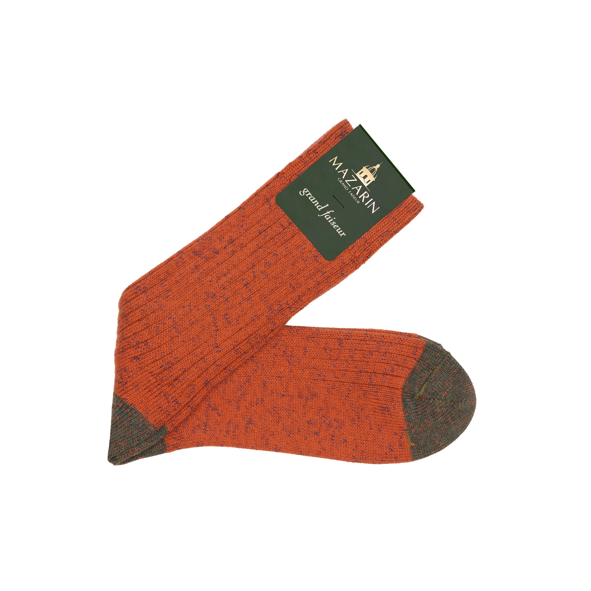 Orange & Kaki - Color Block - Coton