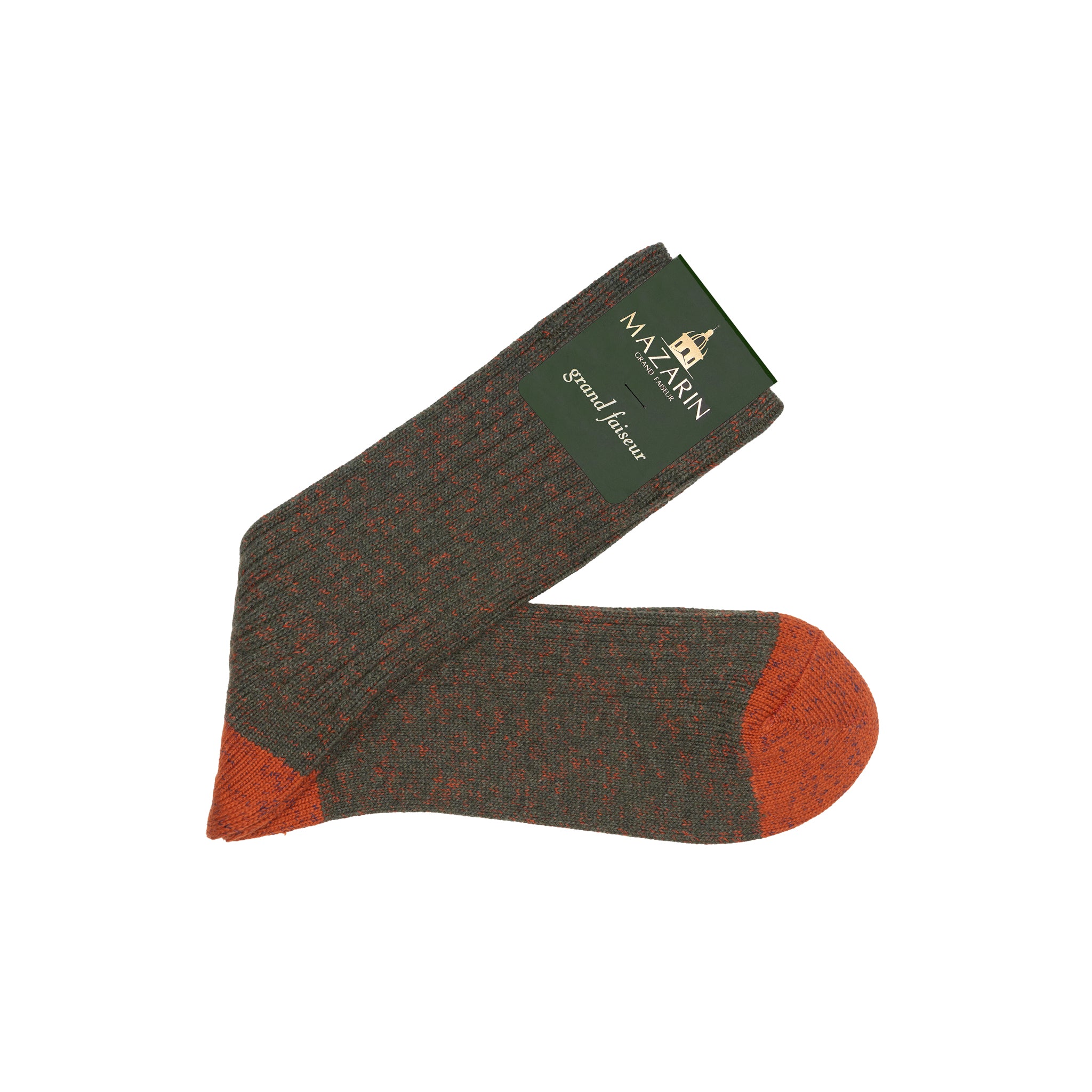 Vert Kaki & Orange - Color Block - Coton