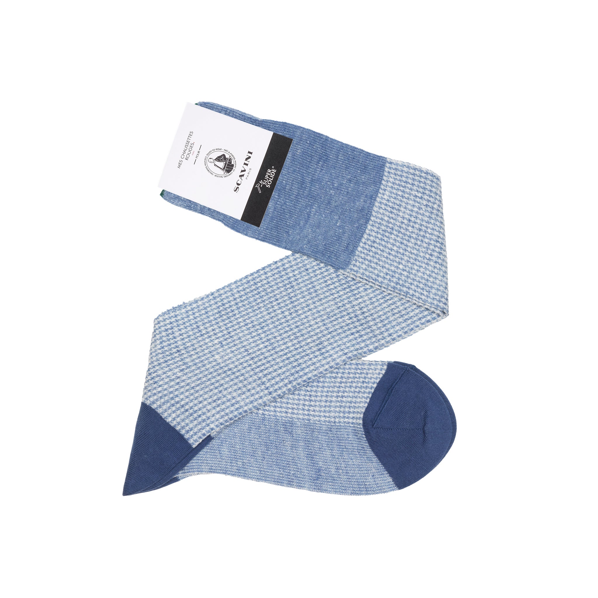 Himmelblau & Off-White – Hahnentritt – Leinen – Mazarin X Scavini