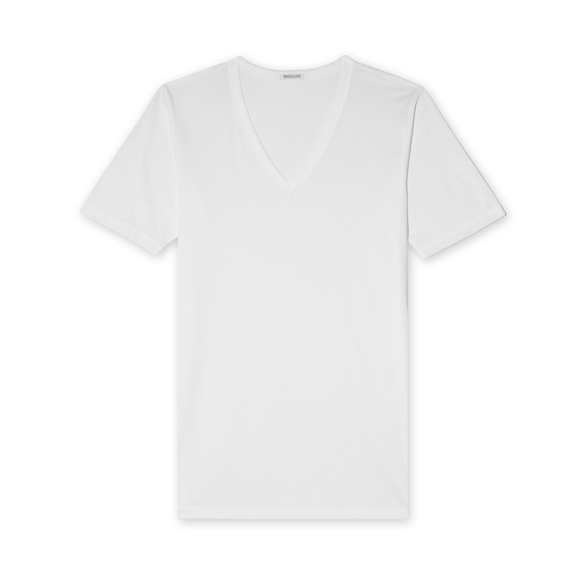 T-shirt col V - Blanc - Coton