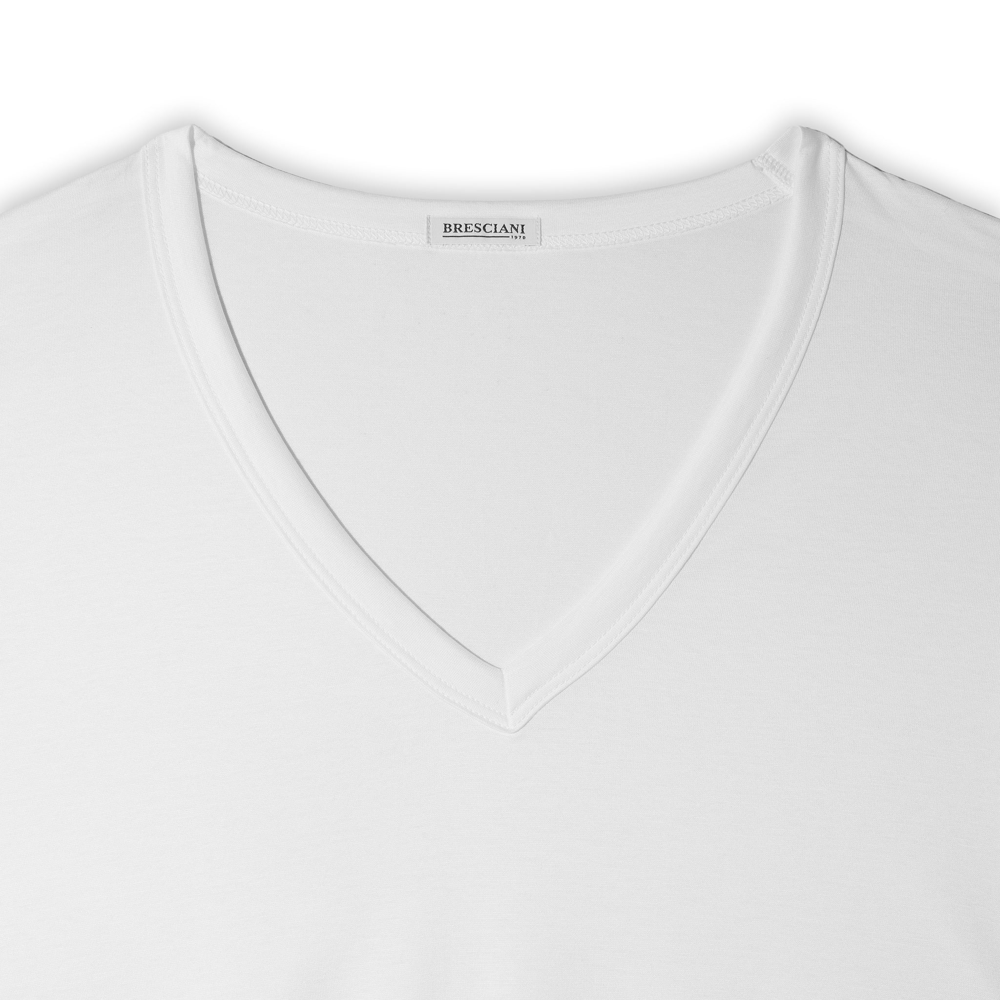 T-shirt col V - Blanc - Coton