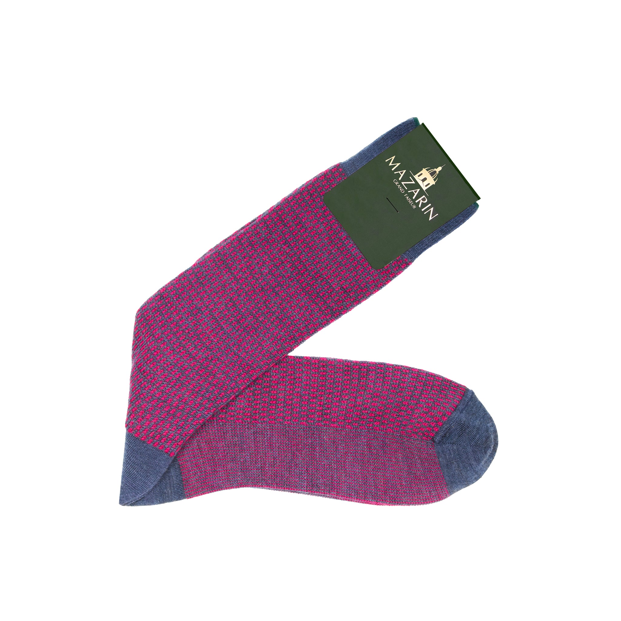 Bleu & fuchsia - Caviar - Super-solide Laine & Coton