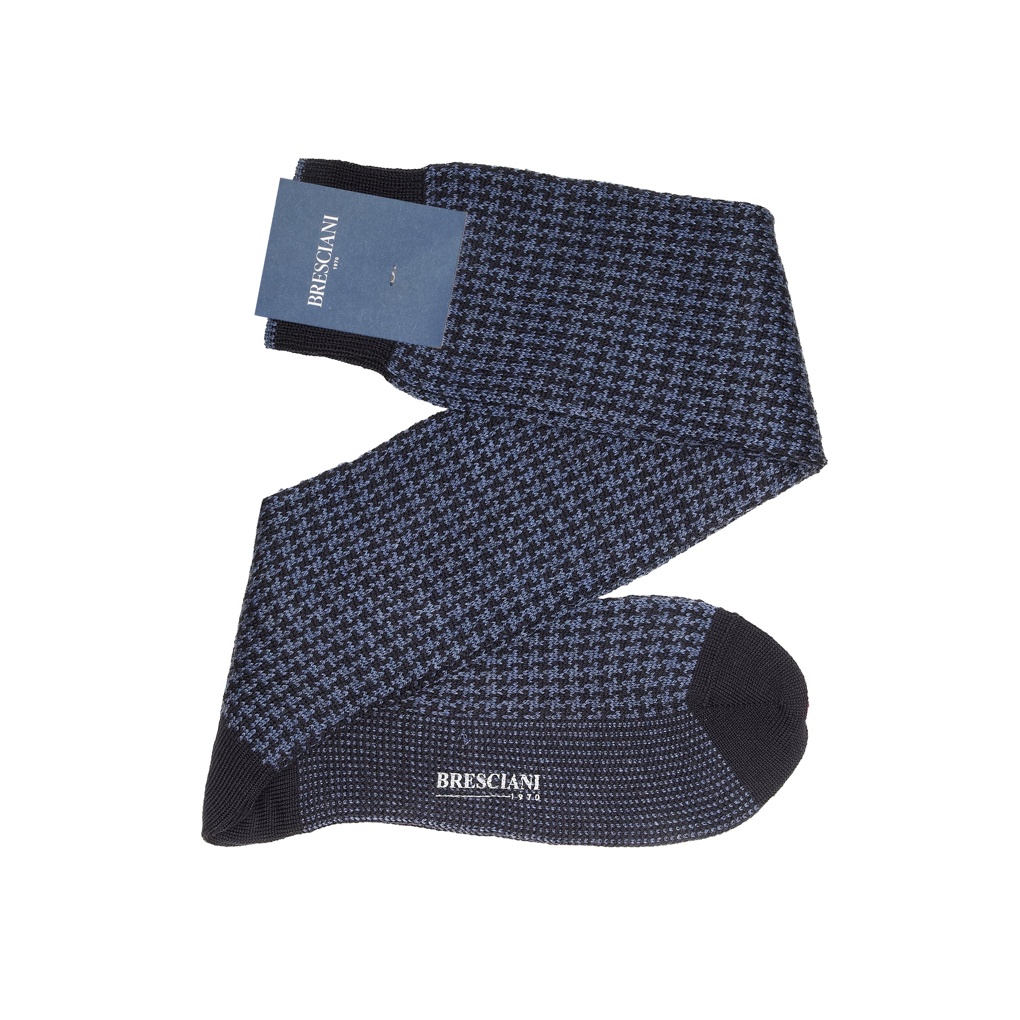 Marine & Bleu cobalt - Pied-de-poule - Laine