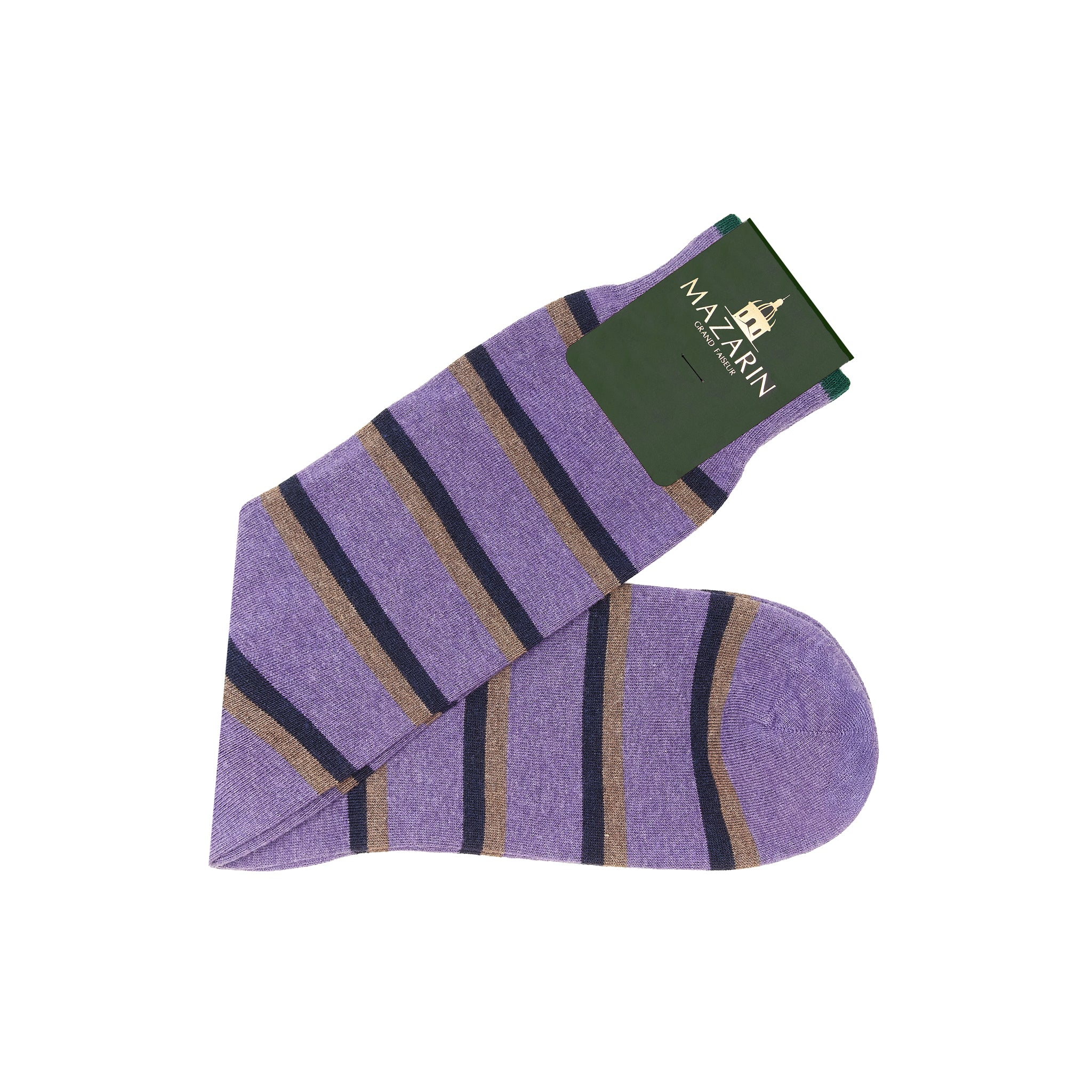 ラベンダー＆ネイビー＆トープ・ショートソックス- Portofino Cotton