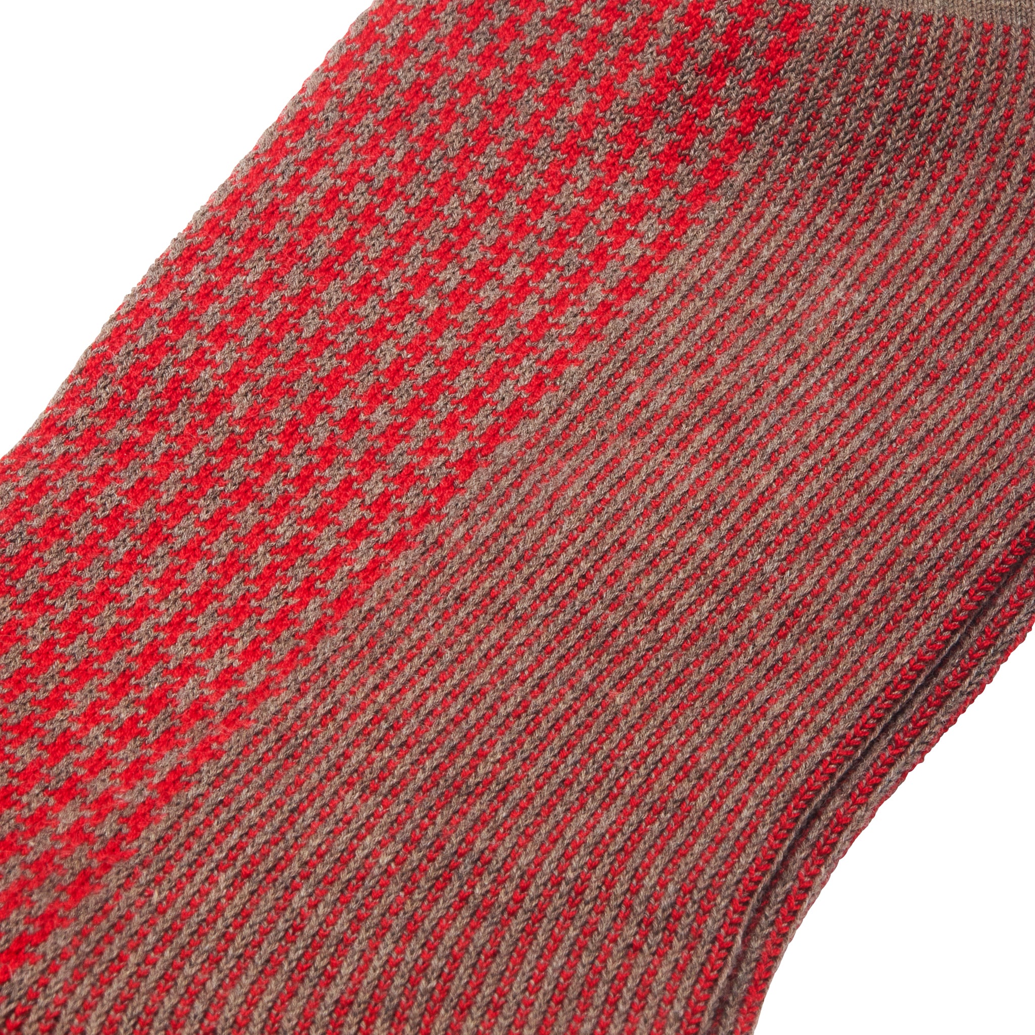 Taupe & Rot - Hahnentritt - Super-Solid Fil d'Écosse Baumwolle