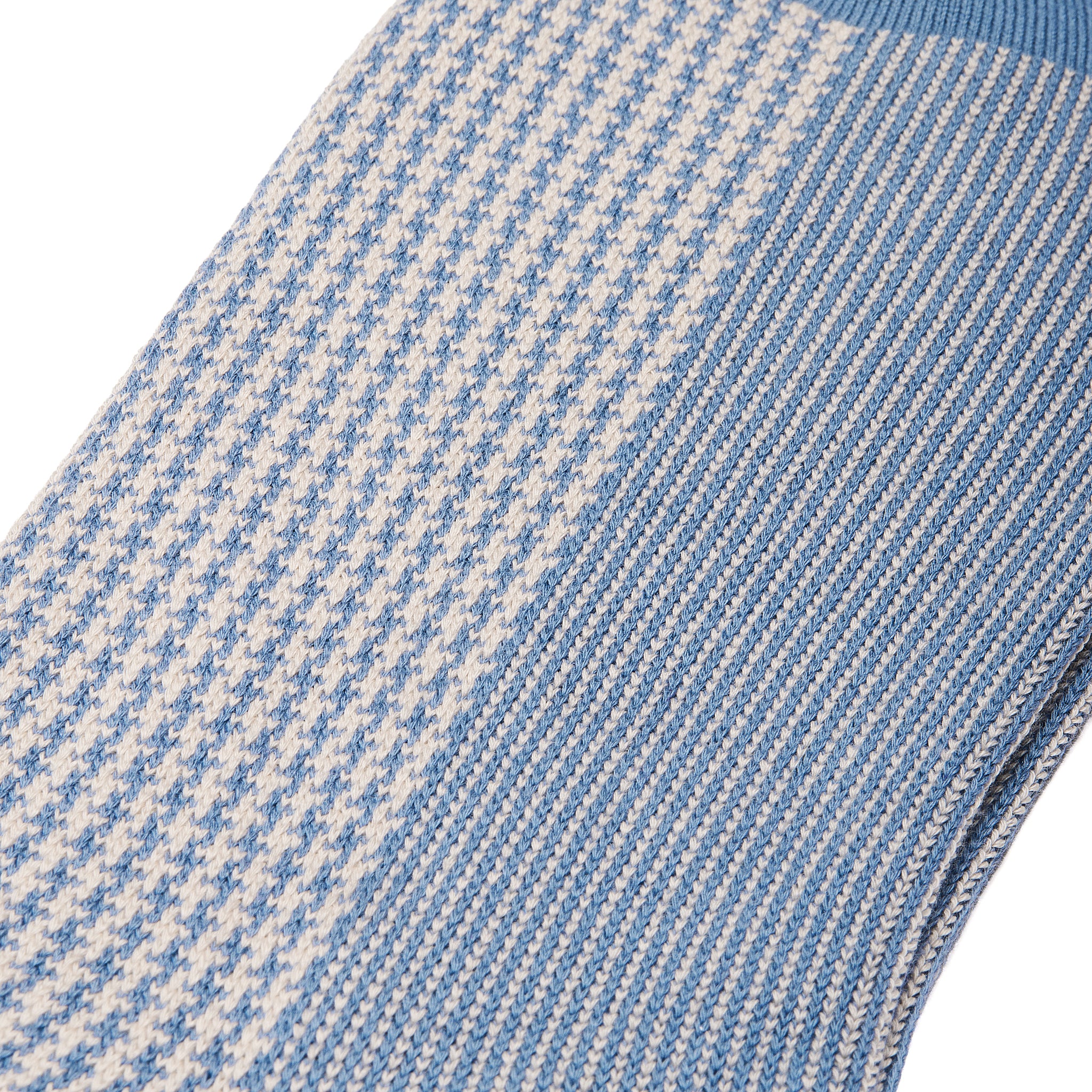 Himmelblau & Beige - Hahnentritt - Super-solide en Fil d'Écosse Baumwolle