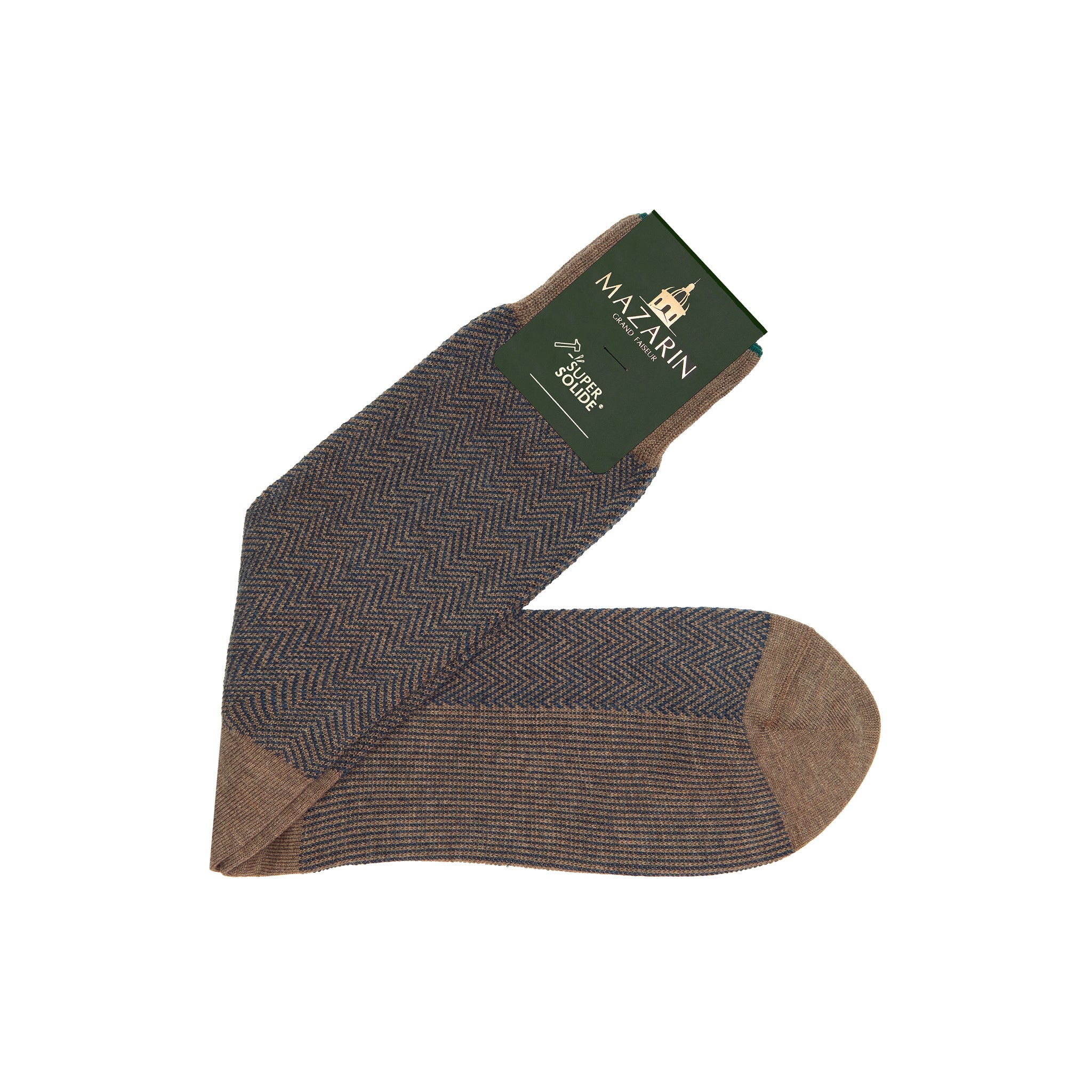 Taupe & Stahl - Fischgrätenmuster - Super-Solid Fil d'Écosse Baumwolle