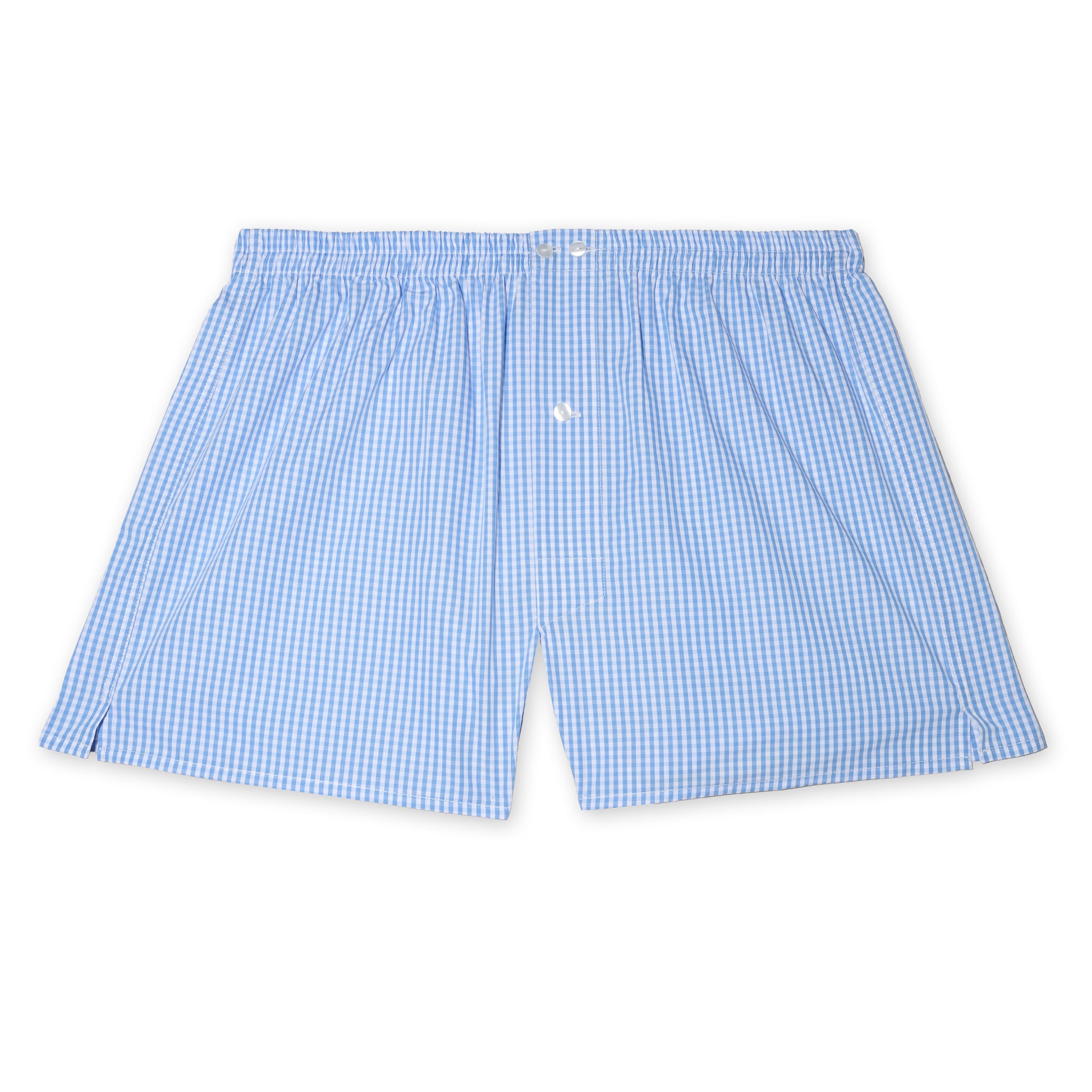 Caleçon ciel et blanc - Motif Vichy - Coton