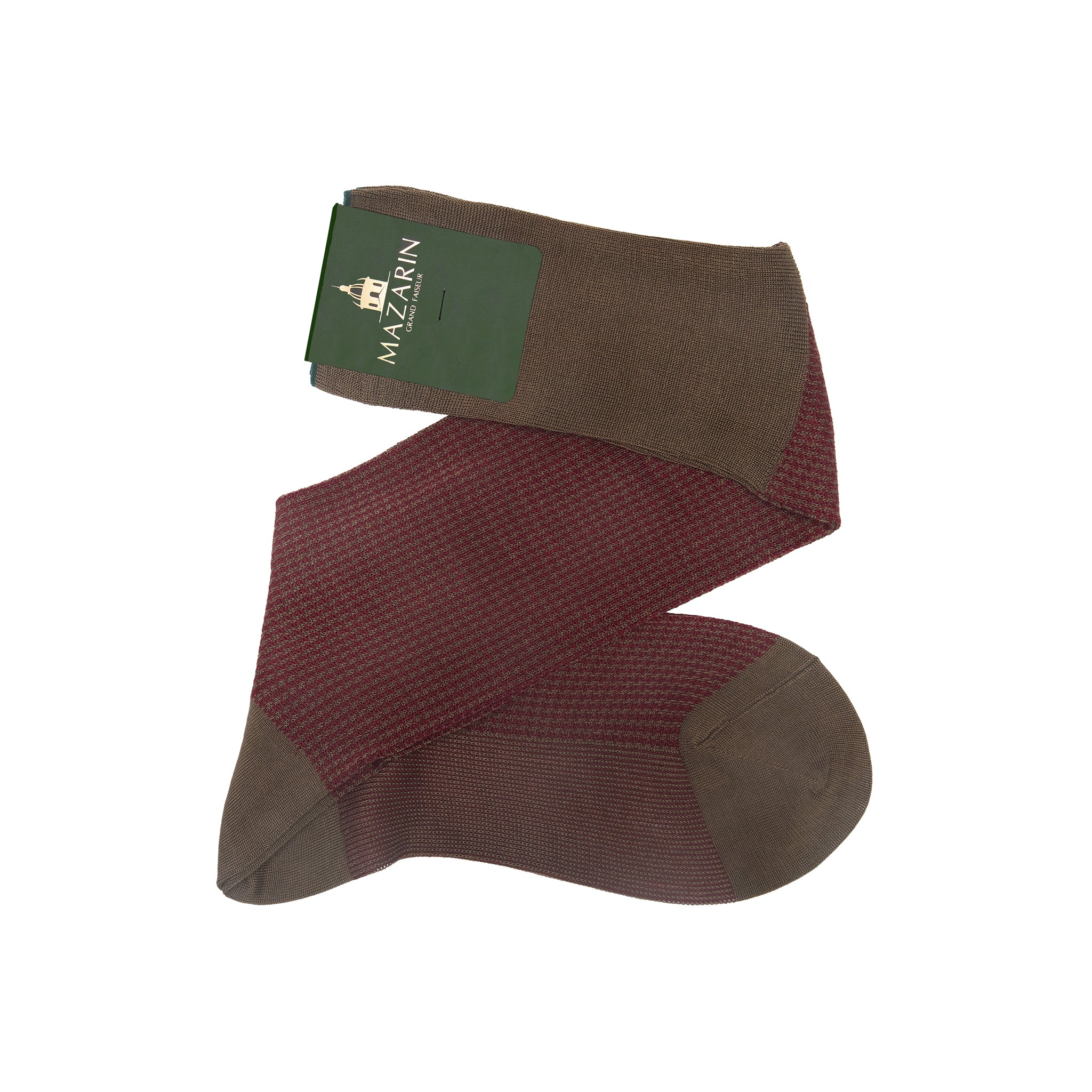 Taupe & Bordeaux - Hahnentritt - Fil d'Écosse Baumwolle