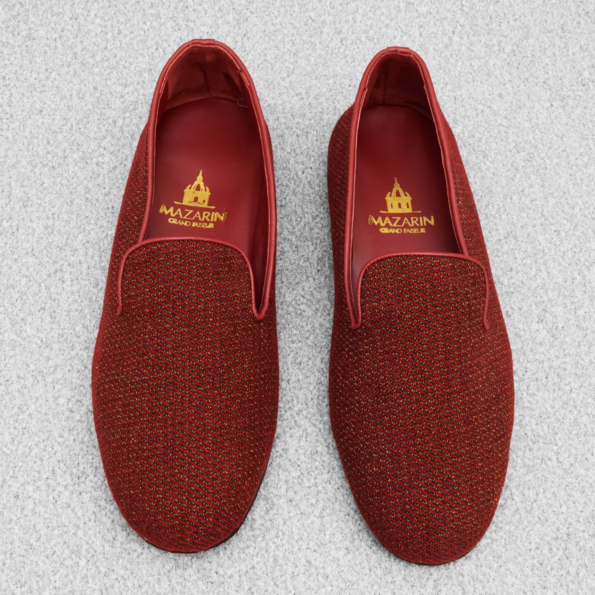 Hausschuhe Rot & Gold - Wolle & Baumwolle