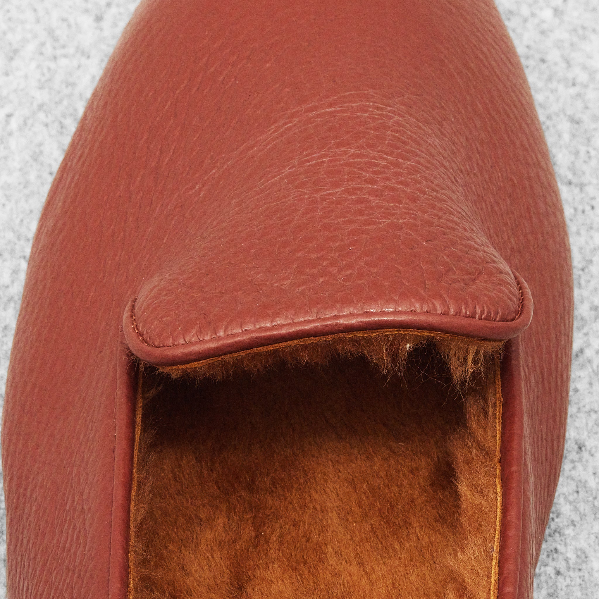 Chaussons marron fourrés - Cuir grainé