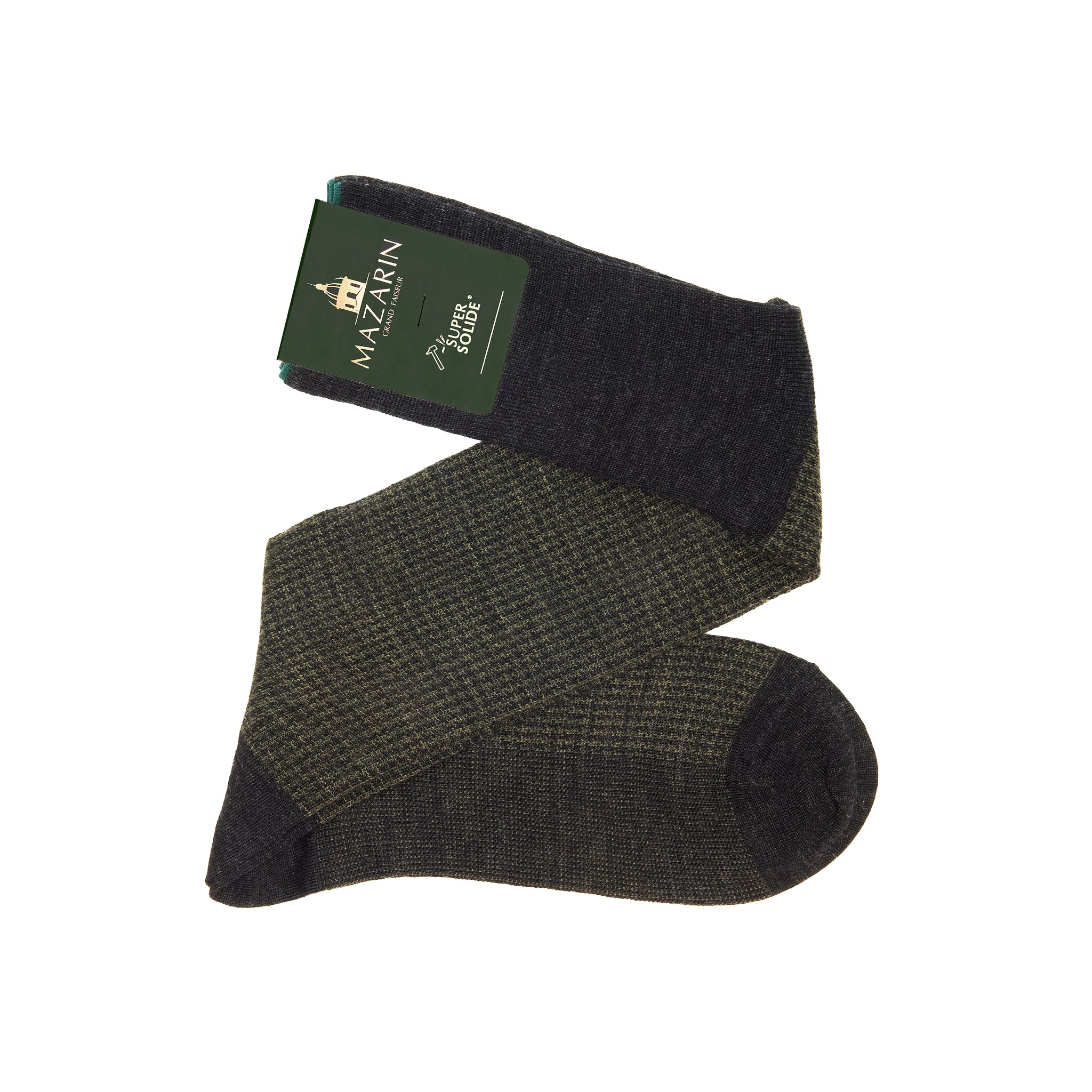 Gris & Kaki - Pied-de-poule - Super-solide Laine - Mazarin X Scavini