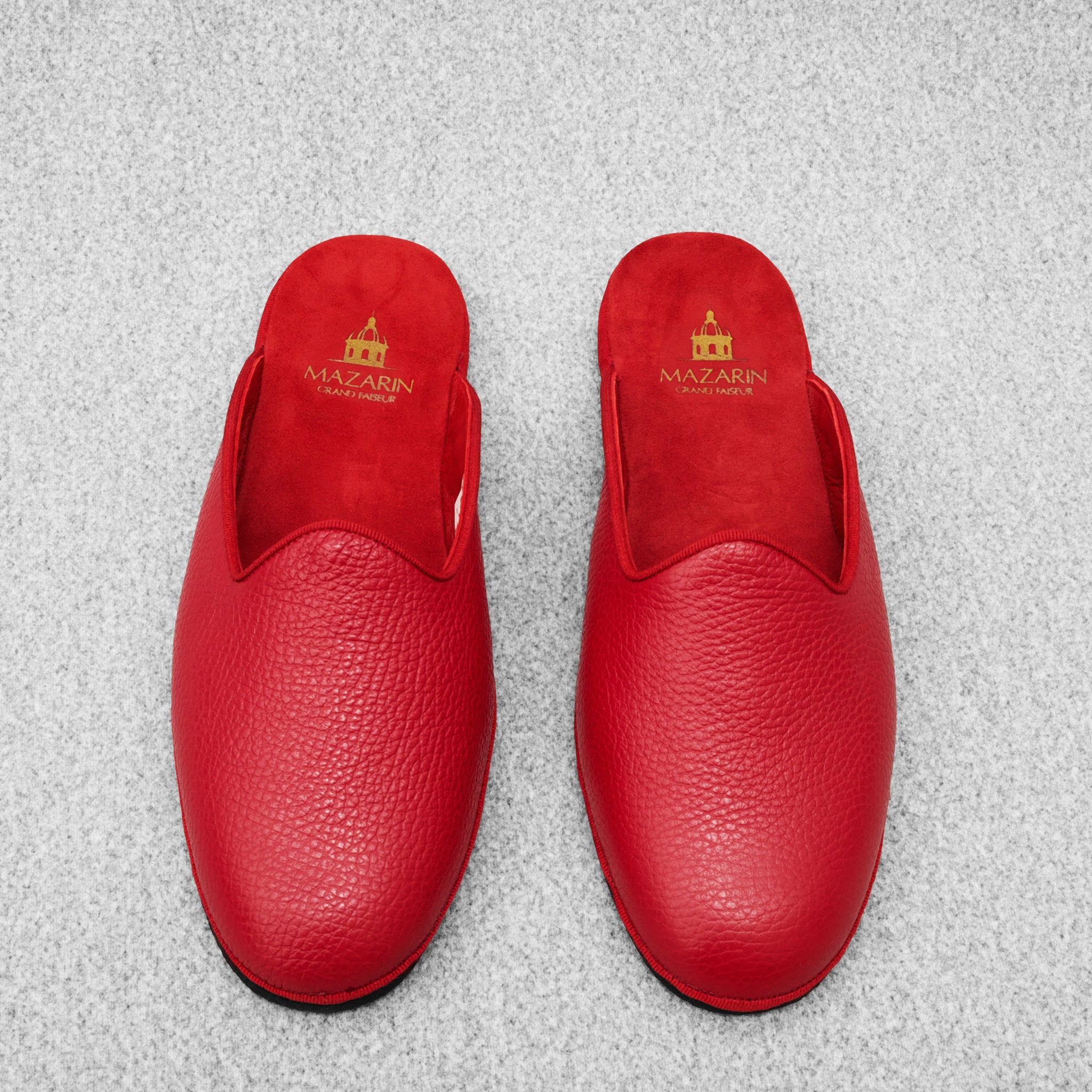 Chaussons ouverts rouges - Cuir grainé