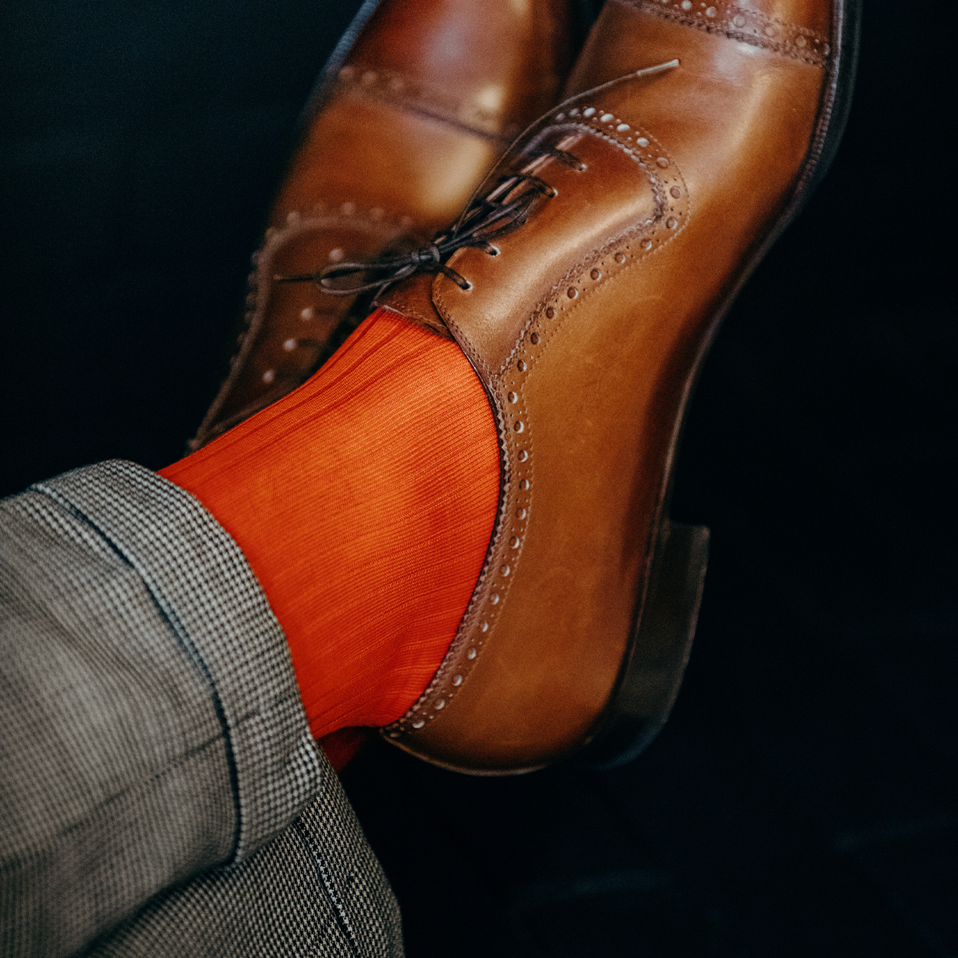 Orange high socks for men - 100% Cotton lisle - Mazarin