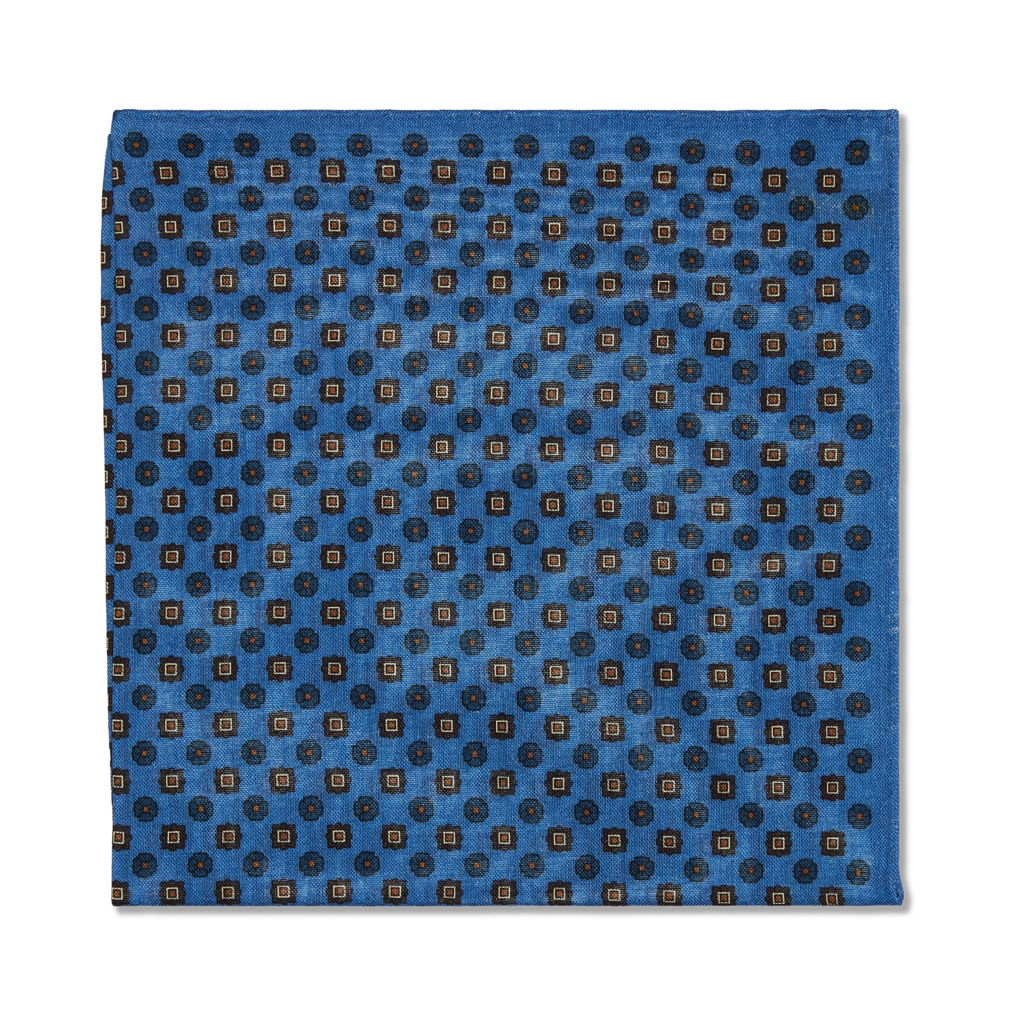 Einstecktuch Nachtblau, Marineblau & Braun – Blumenmuster – Wolle & Seide
