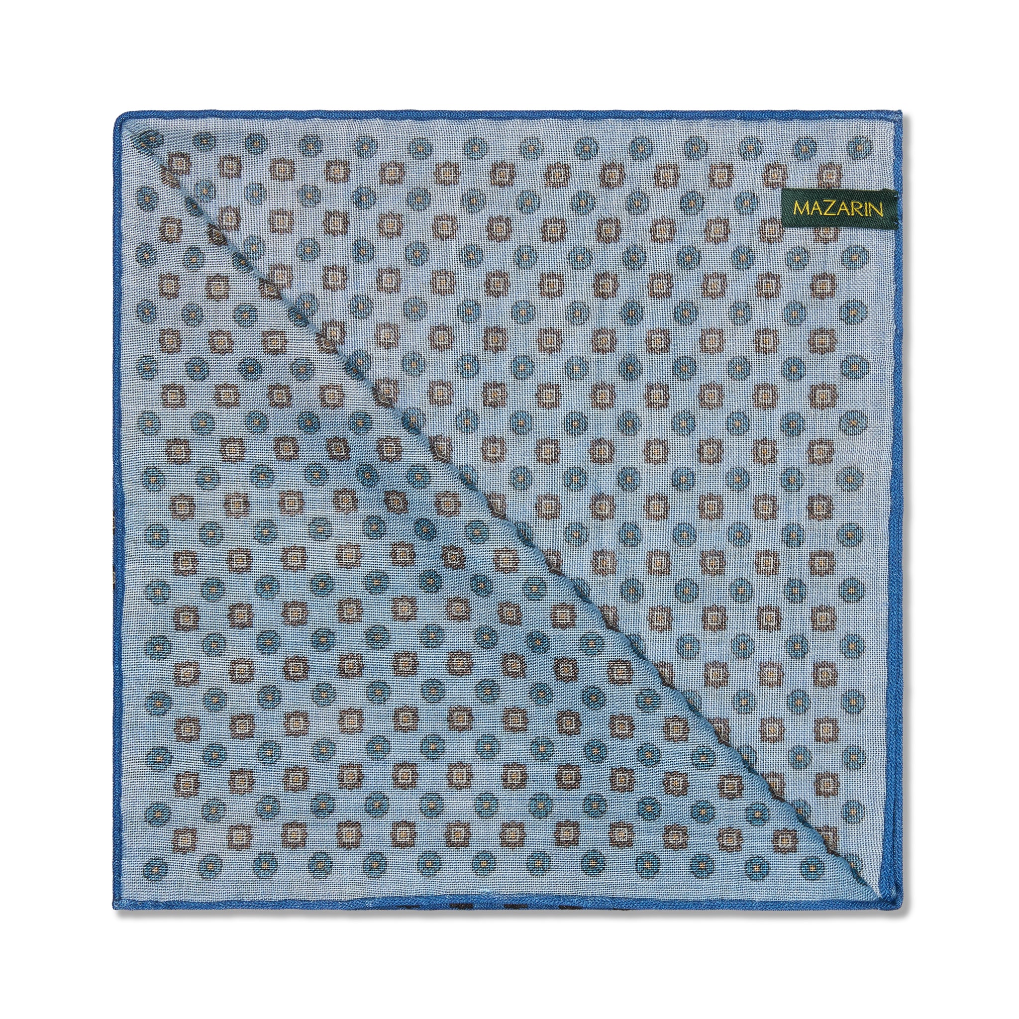 Einstecktuch Nachtblau, Marineblau & Braun – Blumenmuster – Wolle & Seide