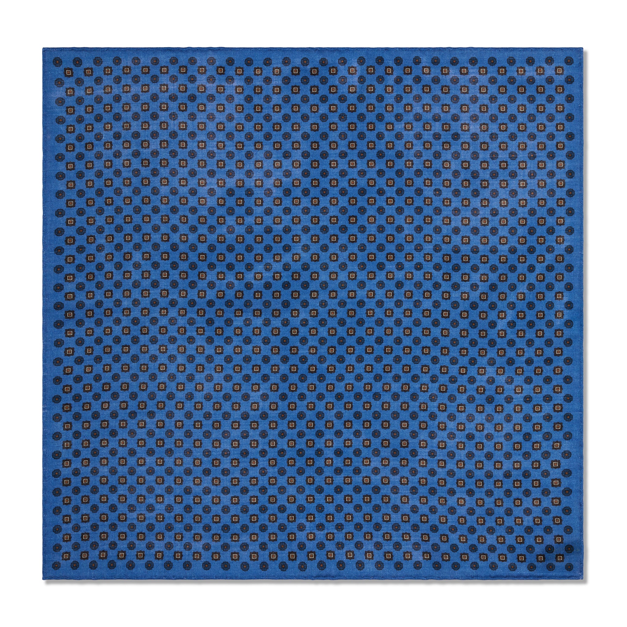 Einstecktuch Nachtblau, Marineblau & Braun – Blumenmuster – Wolle & Seide