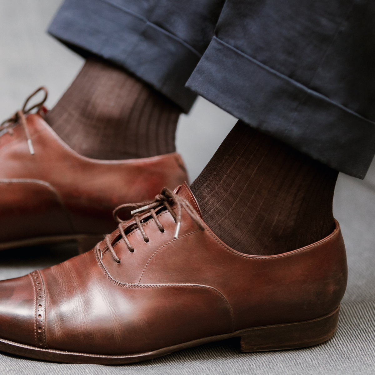Chaussettes | Marron foncé - Fil d'Écosse