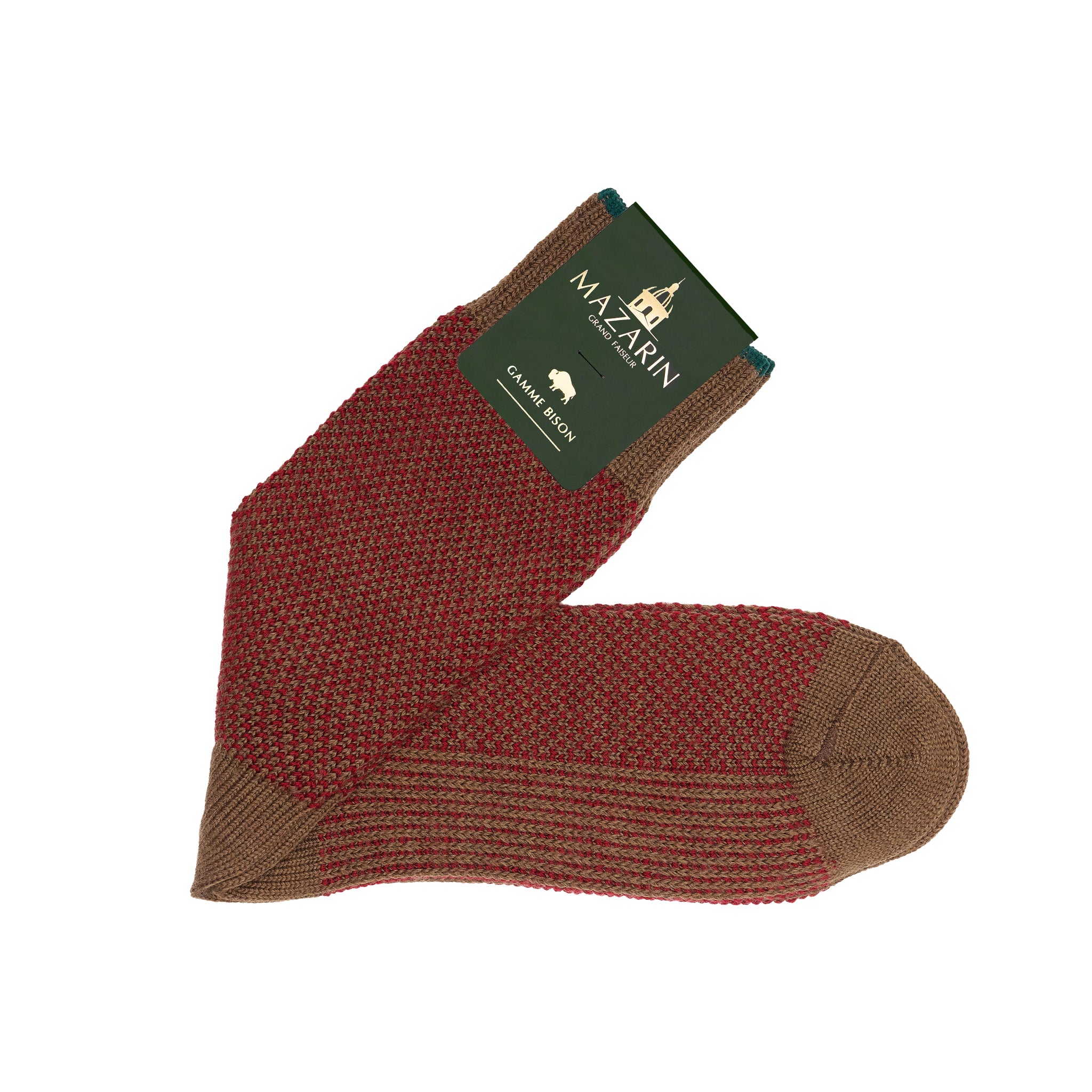 Taupe & bordeaux - Bison-Serie Kaviar - Wolle