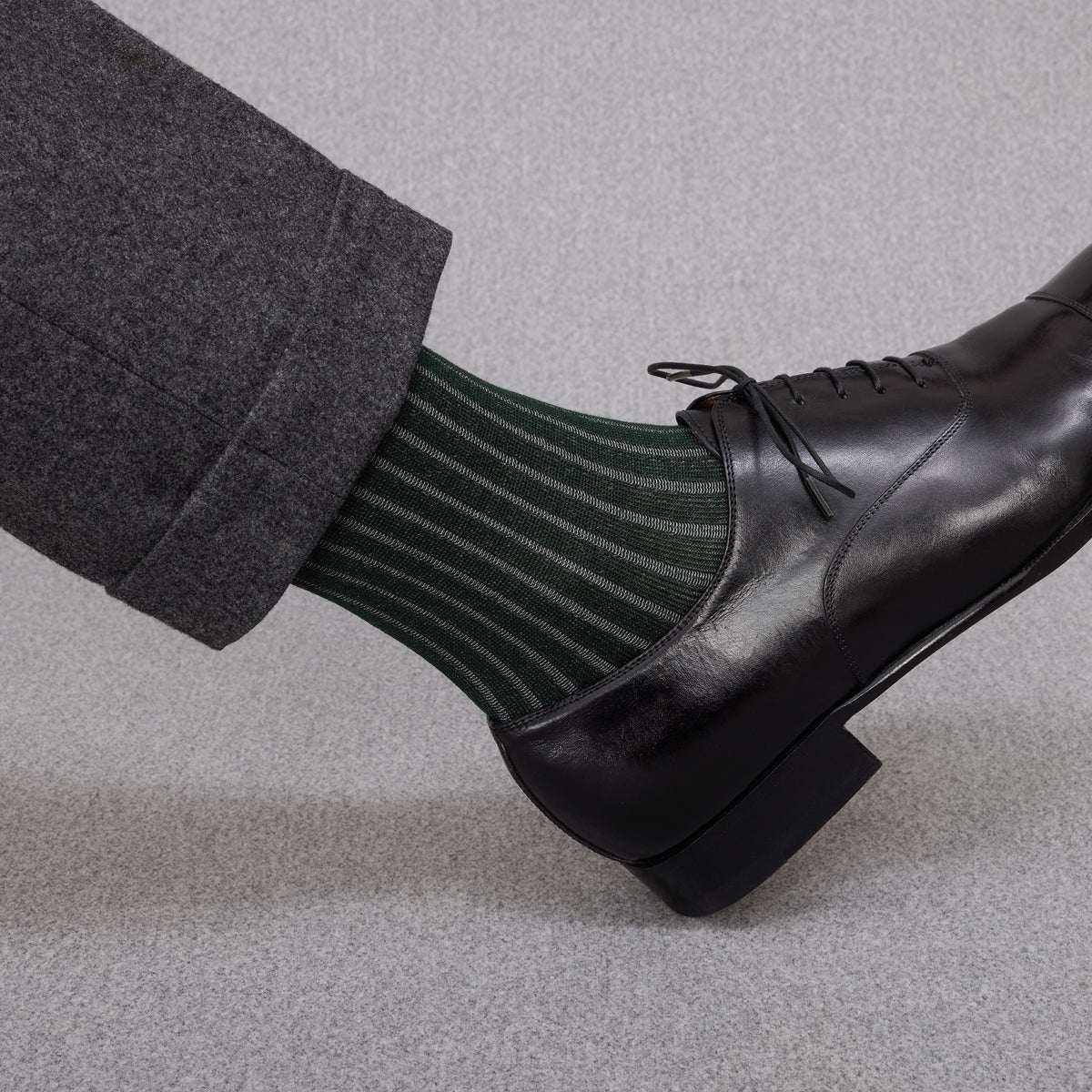 Knee-high | Academy Green & Light Gray - Super-strong Cotton Lisle