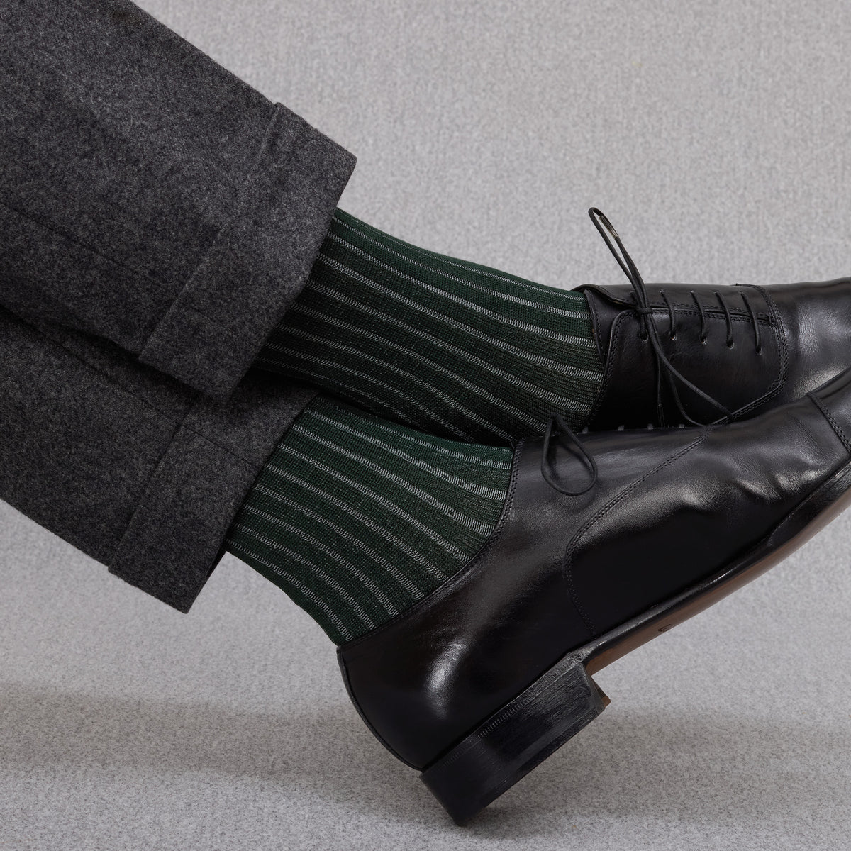 Knee-high | Academy Green & Light Gray - Super-strong Cotton Lisle